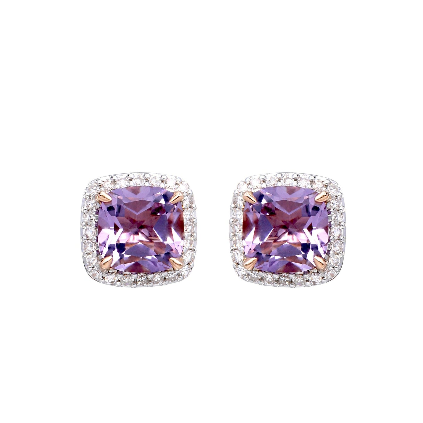 122E0454-02-Pink-Amethyst-Cushion-Cut-and-Diamond-Halo-Stud-Earrings-in-18K-Rose-Gold