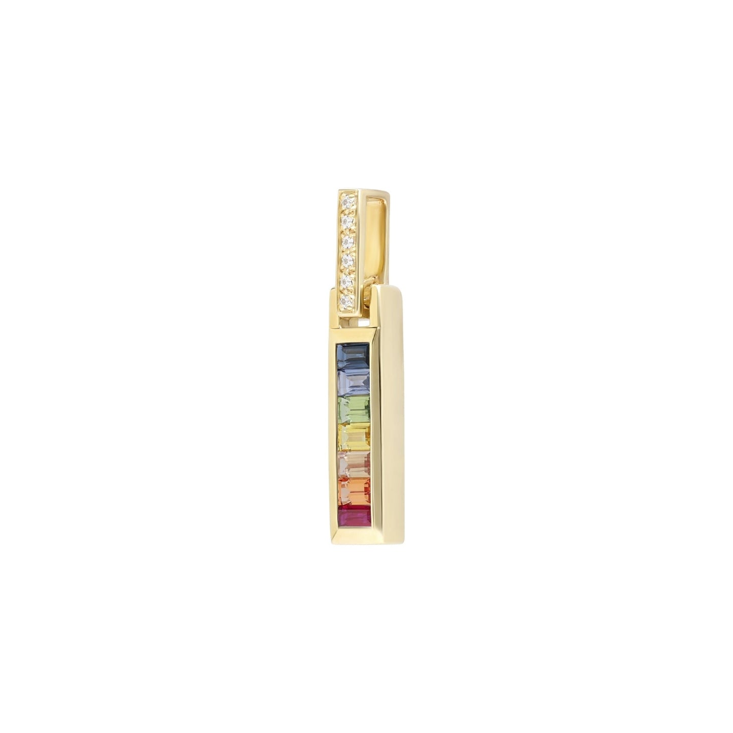 Arc-en-ciel : Pendentif barre en or jaune 18 carats