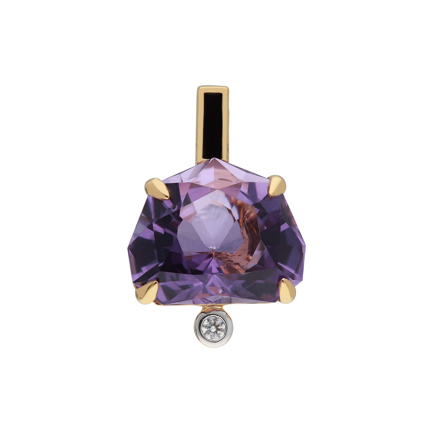 Lotus: 18K Gold with Special Cut Amethyst Lotus Design Pendant