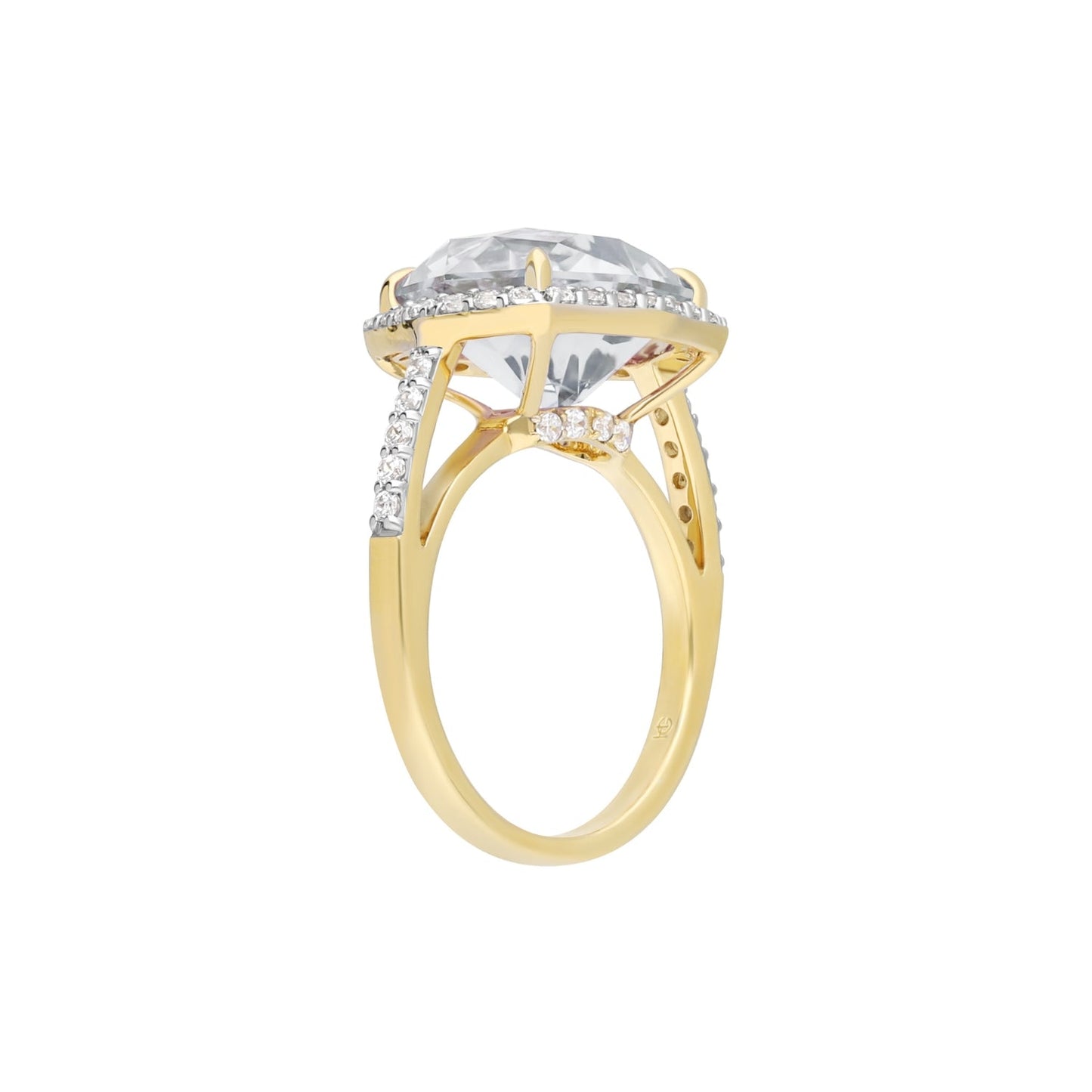 Gem : Green Mint Quartz Special Rose Cut & Diamond Halo Ring in 18K Rose Gold