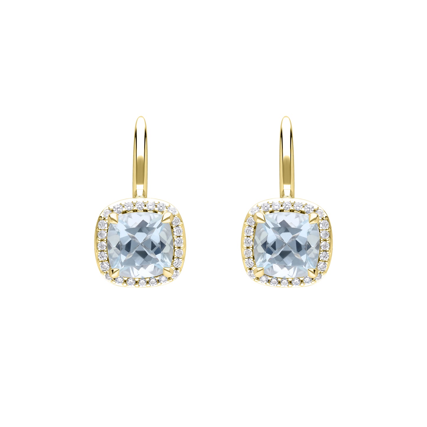 Les Intemporelles : Cushion Cut & Diamond Solitaire Halo Hoop Earrings