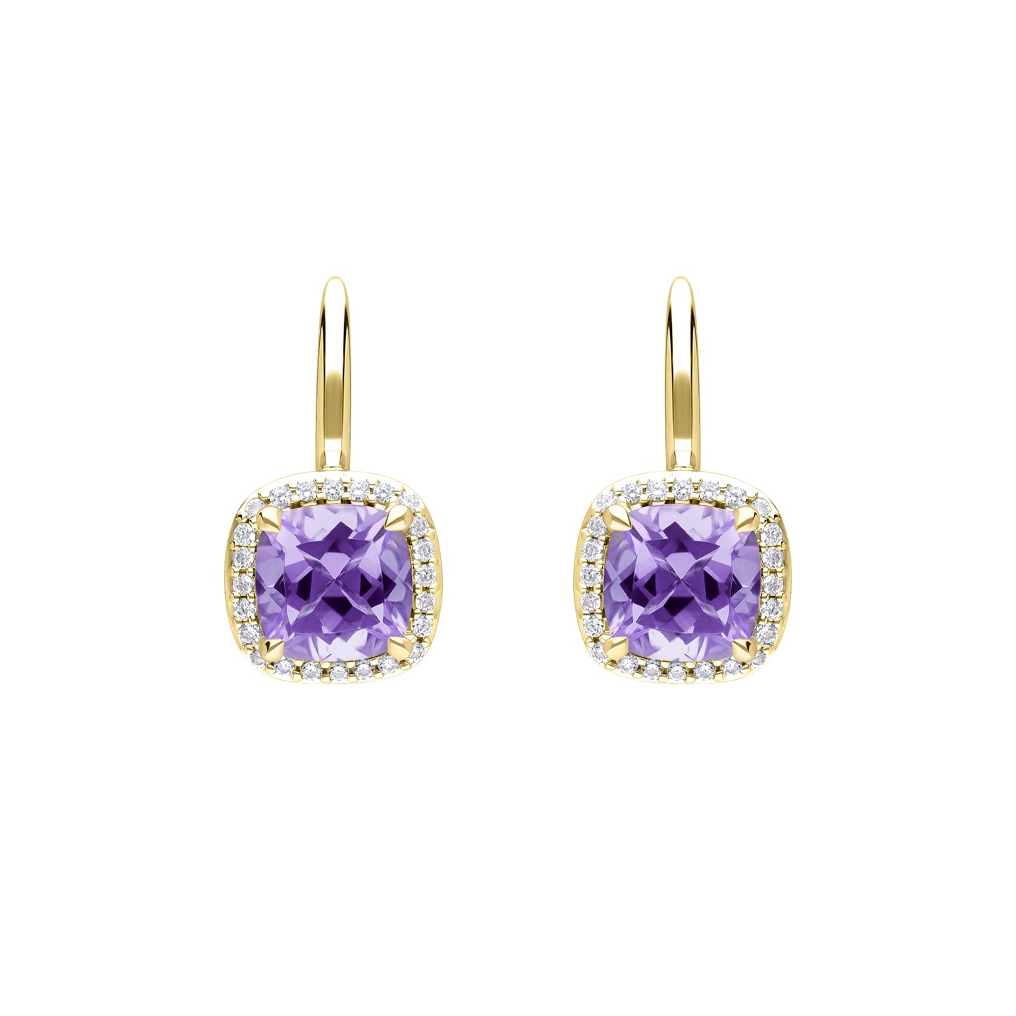 Les Intemporelles : Cushion Cut & Diamond Solitaire Halo Hoop Earrings
