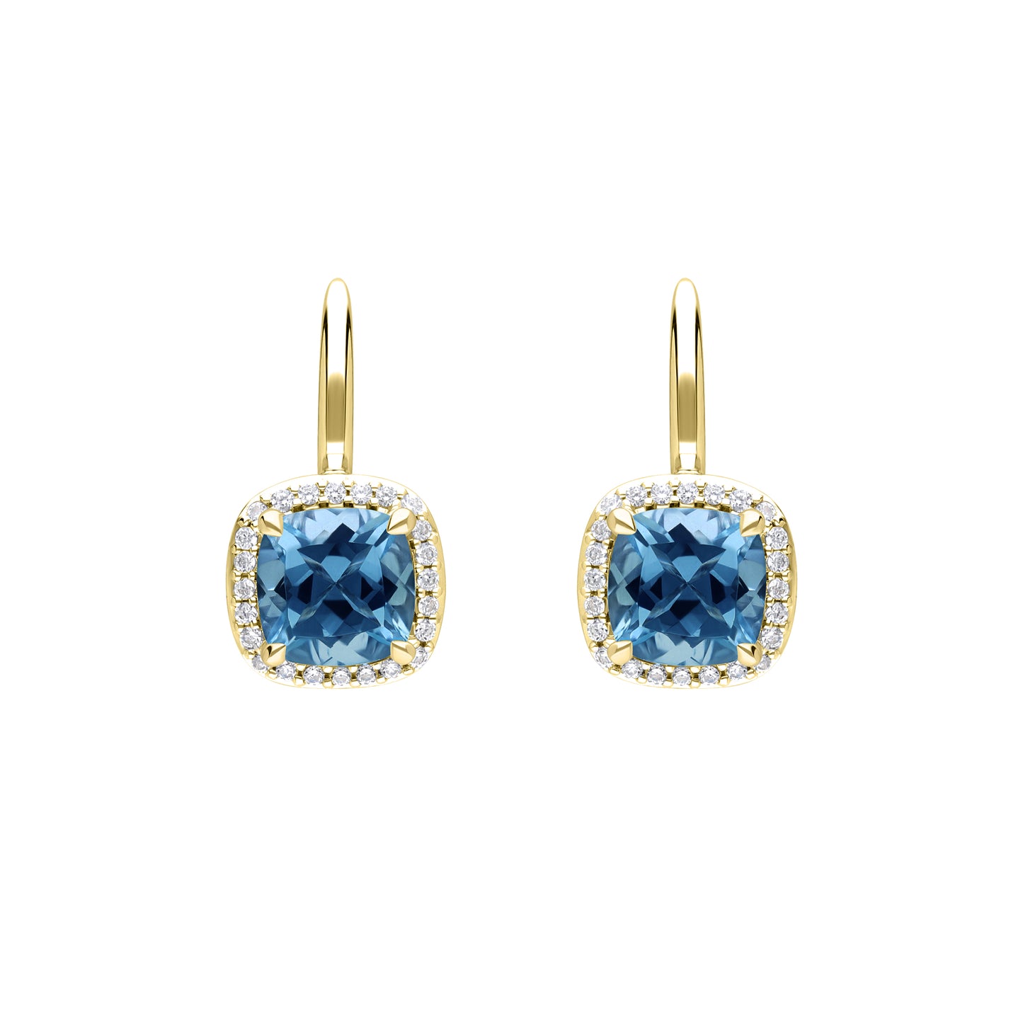 Les Intemporelles : Cushion Cut & Diamond Solitaire Halo Hoop Earrings