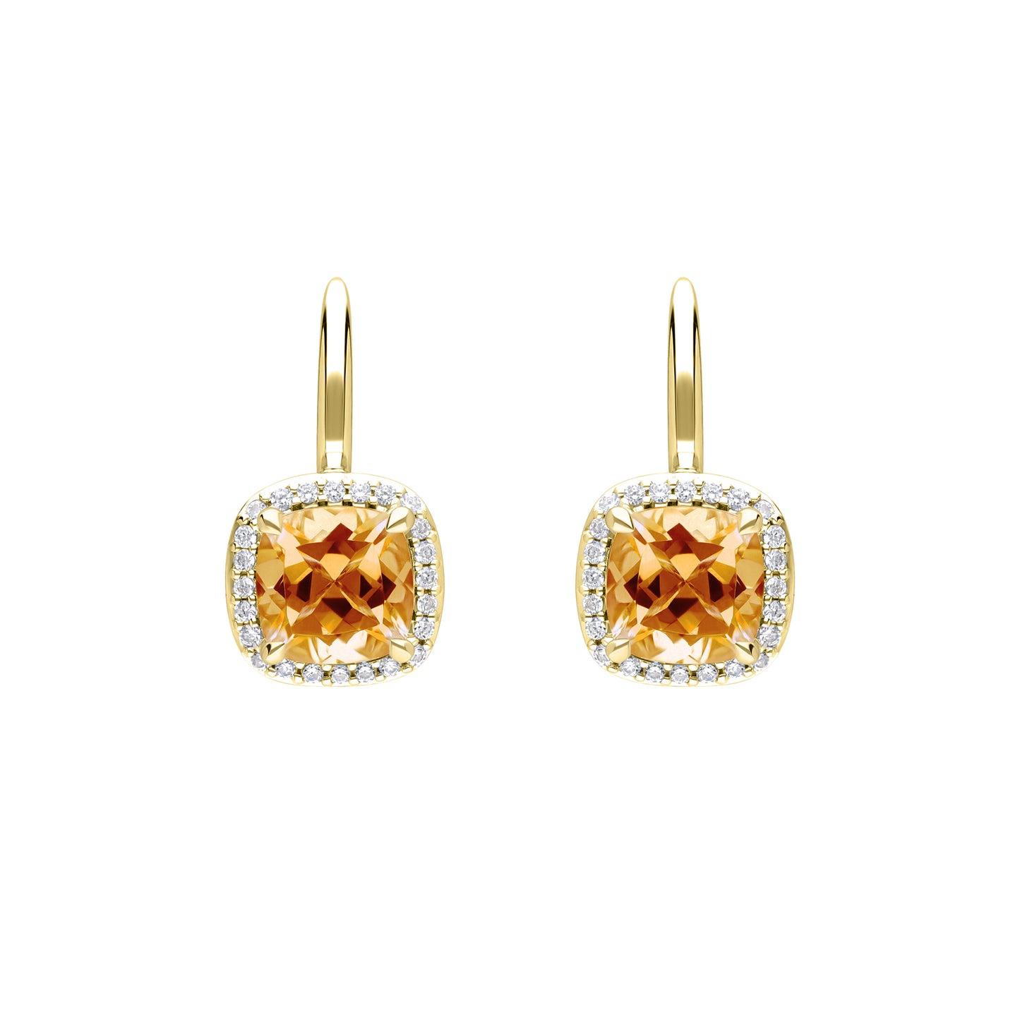 Les Intemporelles : Cushion Cut & Diamond Solitaire Halo Hoop Earrings