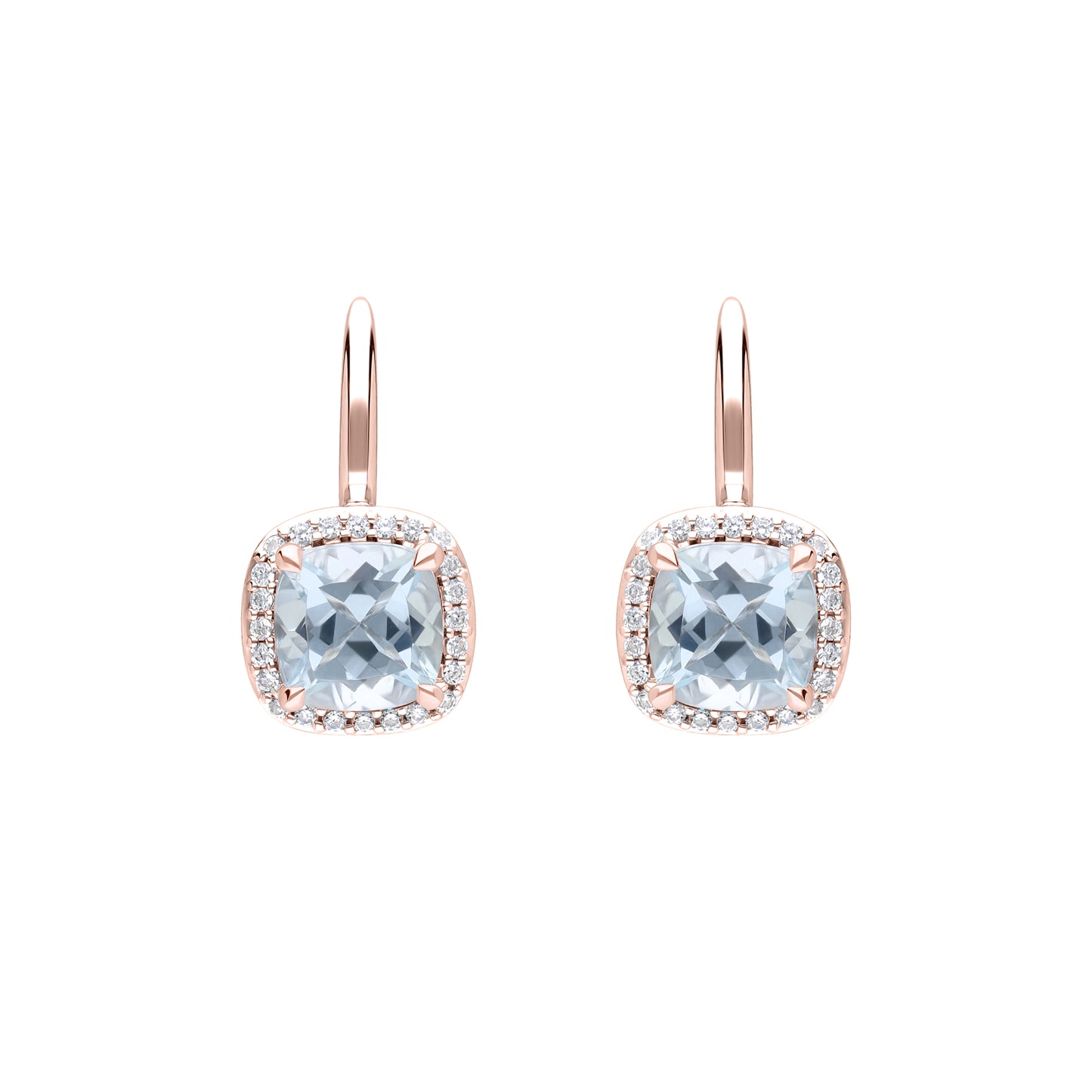 Les Intemporelles : Cushion Cut & Diamond Solitaire Halo Hoop Earrings