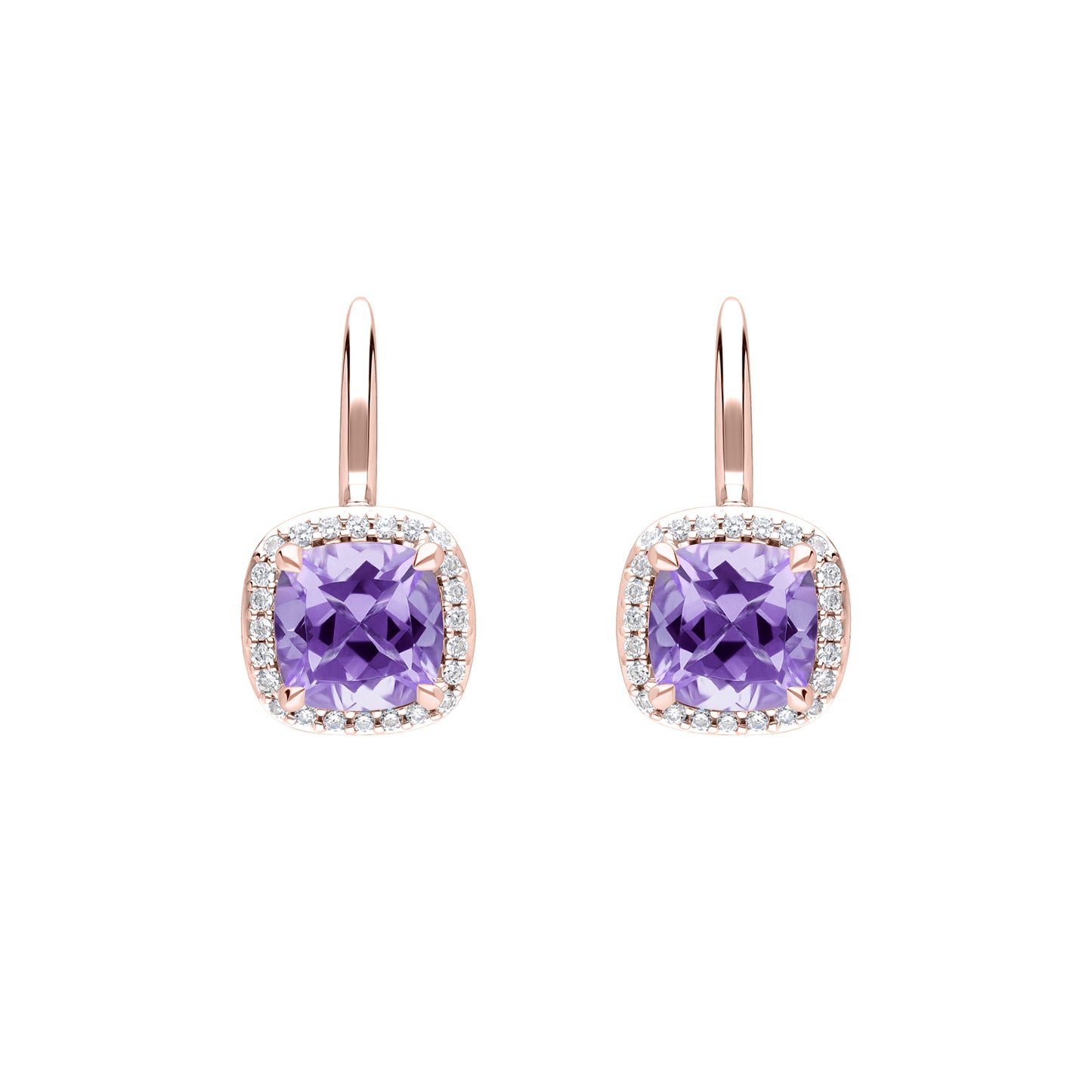 Les Intemporelles : Cushion Cut & Diamond Solitaire Halo Hoop Earrings