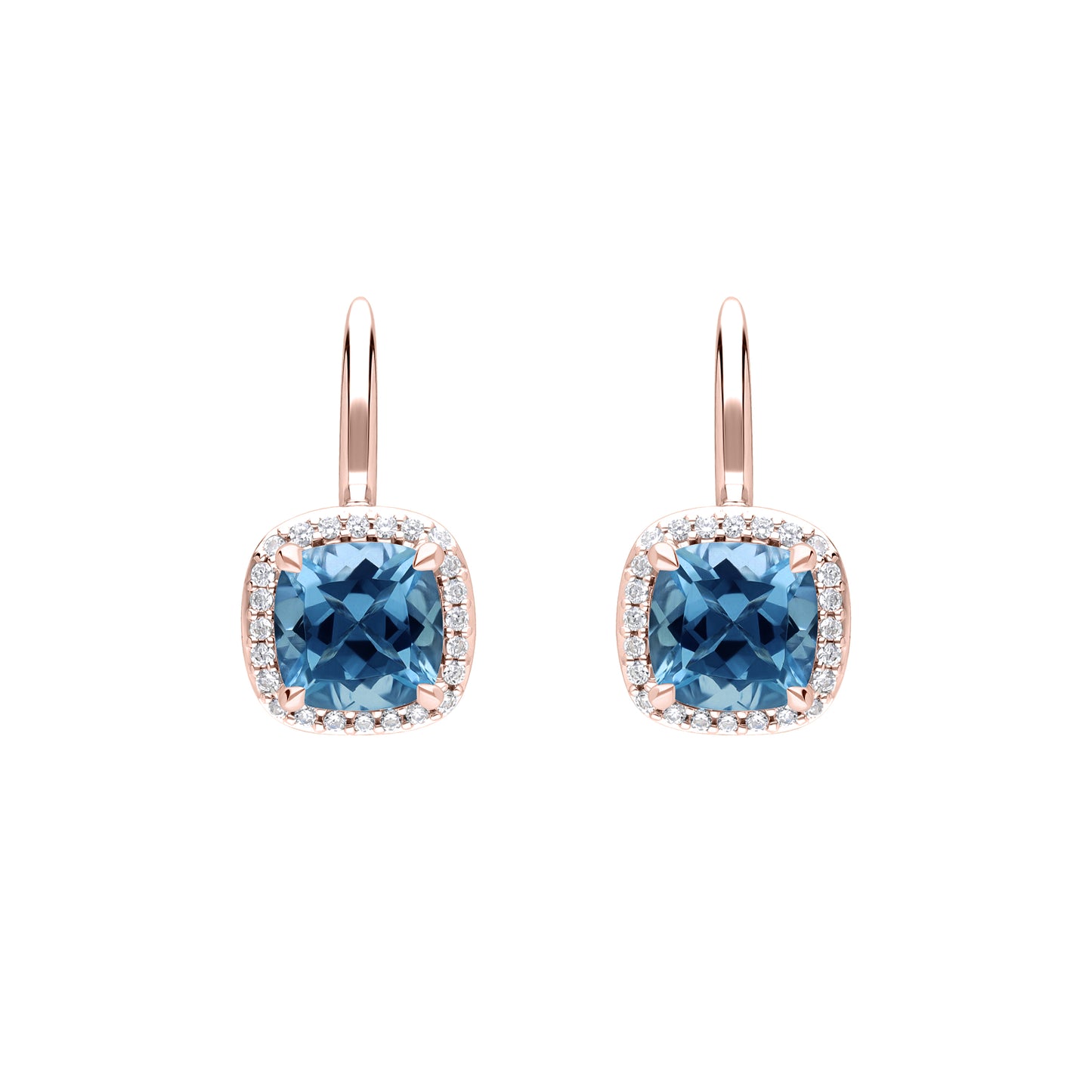 Les Intemporelles : Cushion Cut & Diamond Solitaire Halo Hoop Earrings