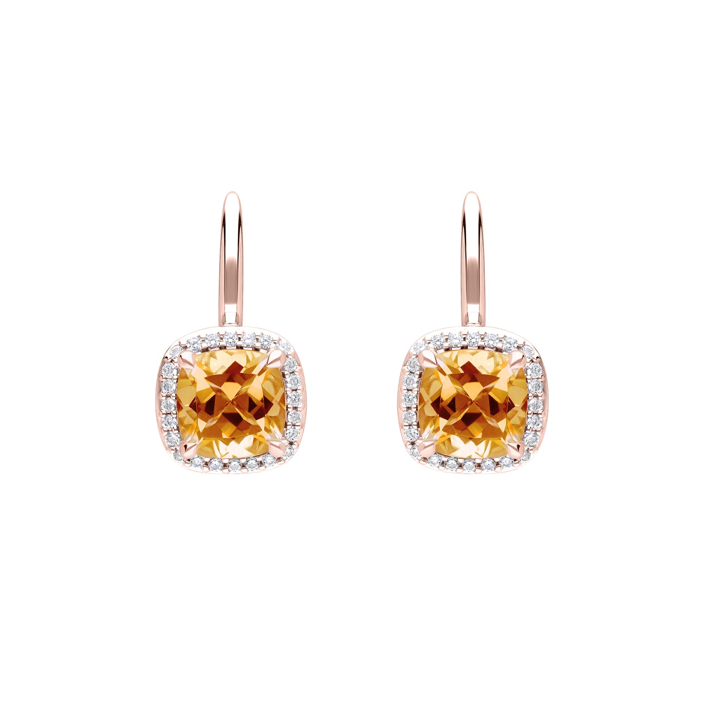 Les Intemporelles : Cushion Cut & Diamond Solitaire Halo Hoop Earrings