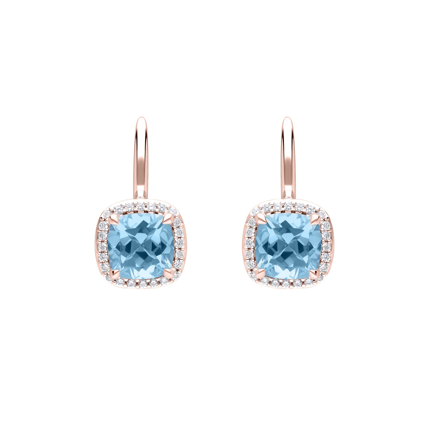 Les Intemporelles : Cushion Cut & Diamond Solitaire Halo Hoop Earrings