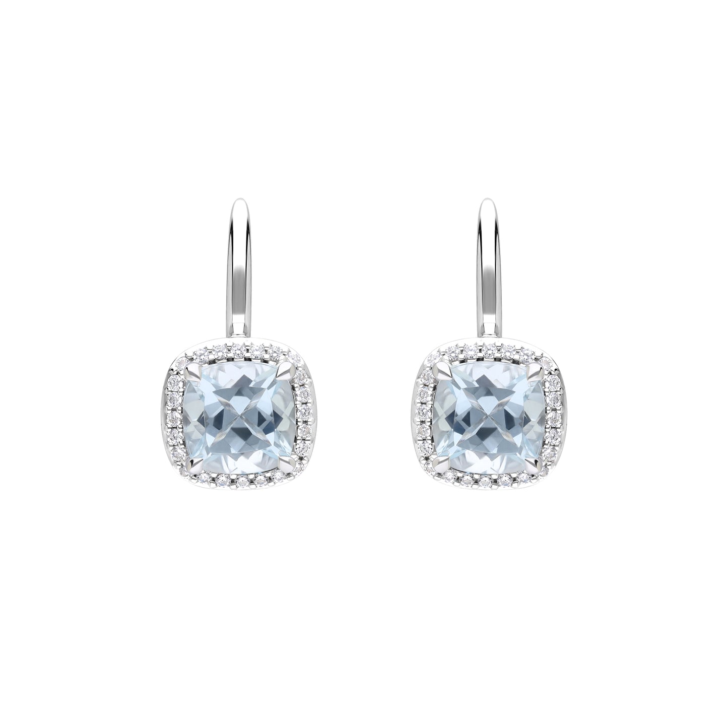 Les Intemporelles : Cushion Cut & Diamond Solitaire Halo Hoop Earrings