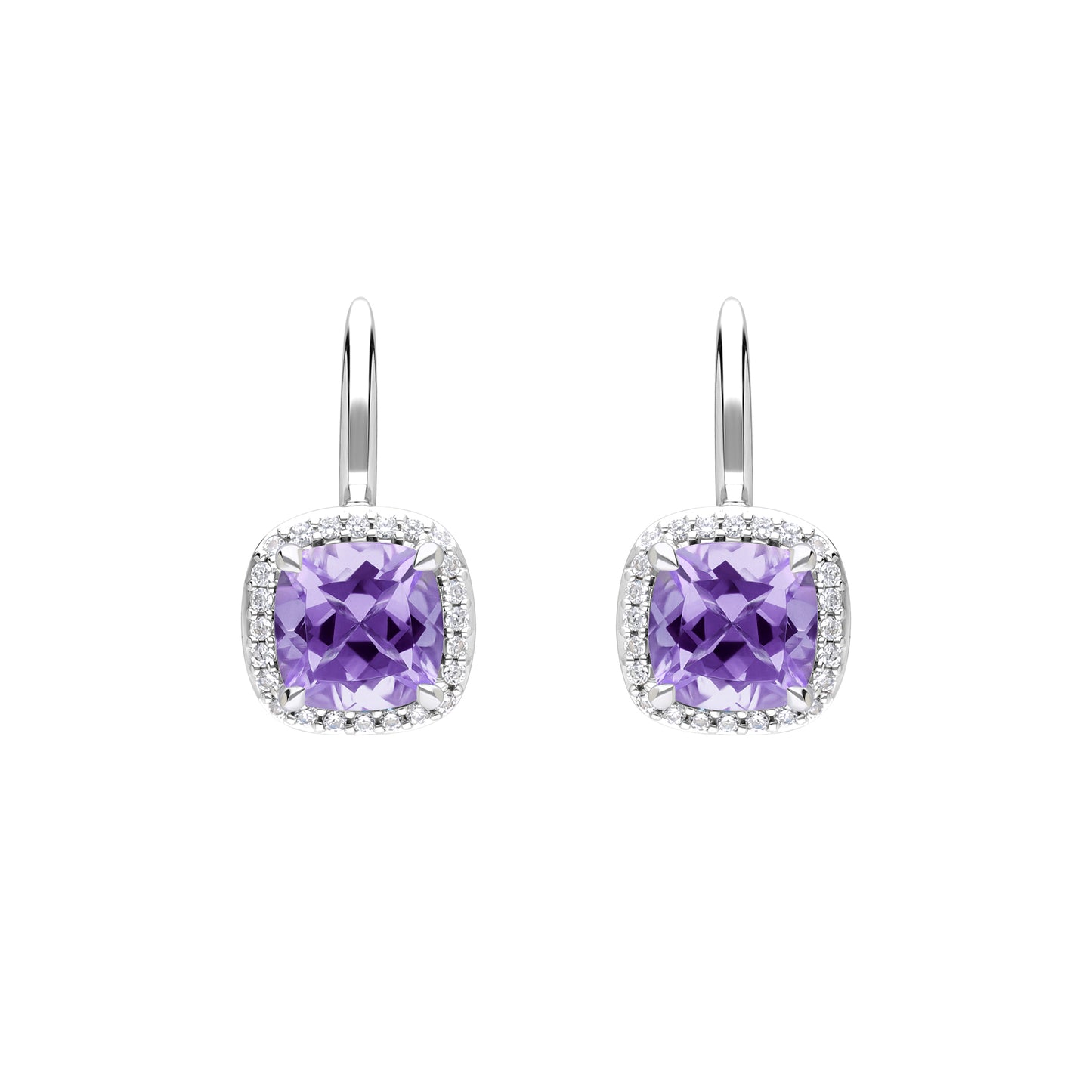 Les Intemporelles : Cushion Cut & Diamond Solitaire Halo Hoop Earrings