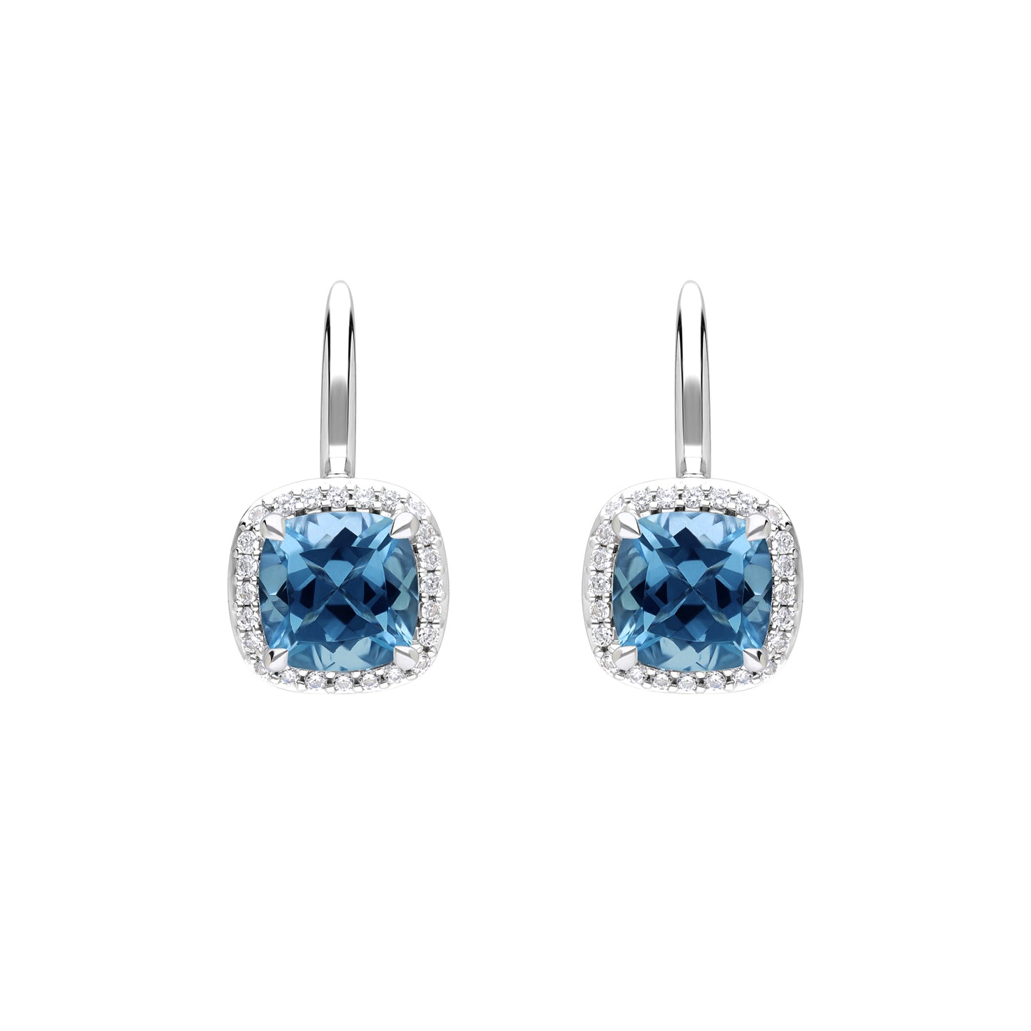 Les Intemporelles : Cushion Cut & Diamond Solitaire Halo Hoop Earrings