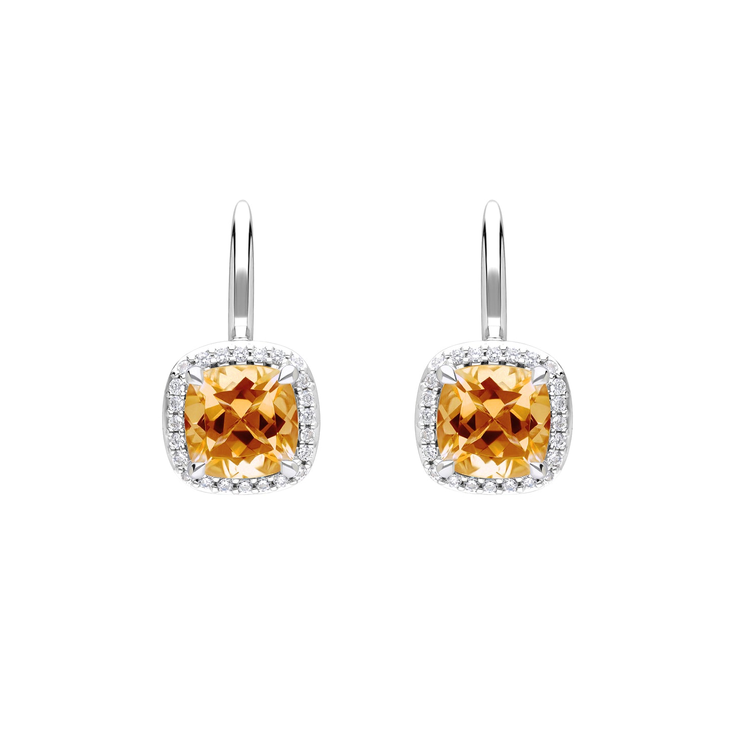 Les Intemporelles : Cushion Cut & Diamond Solitaire Halo Hoop Earrings