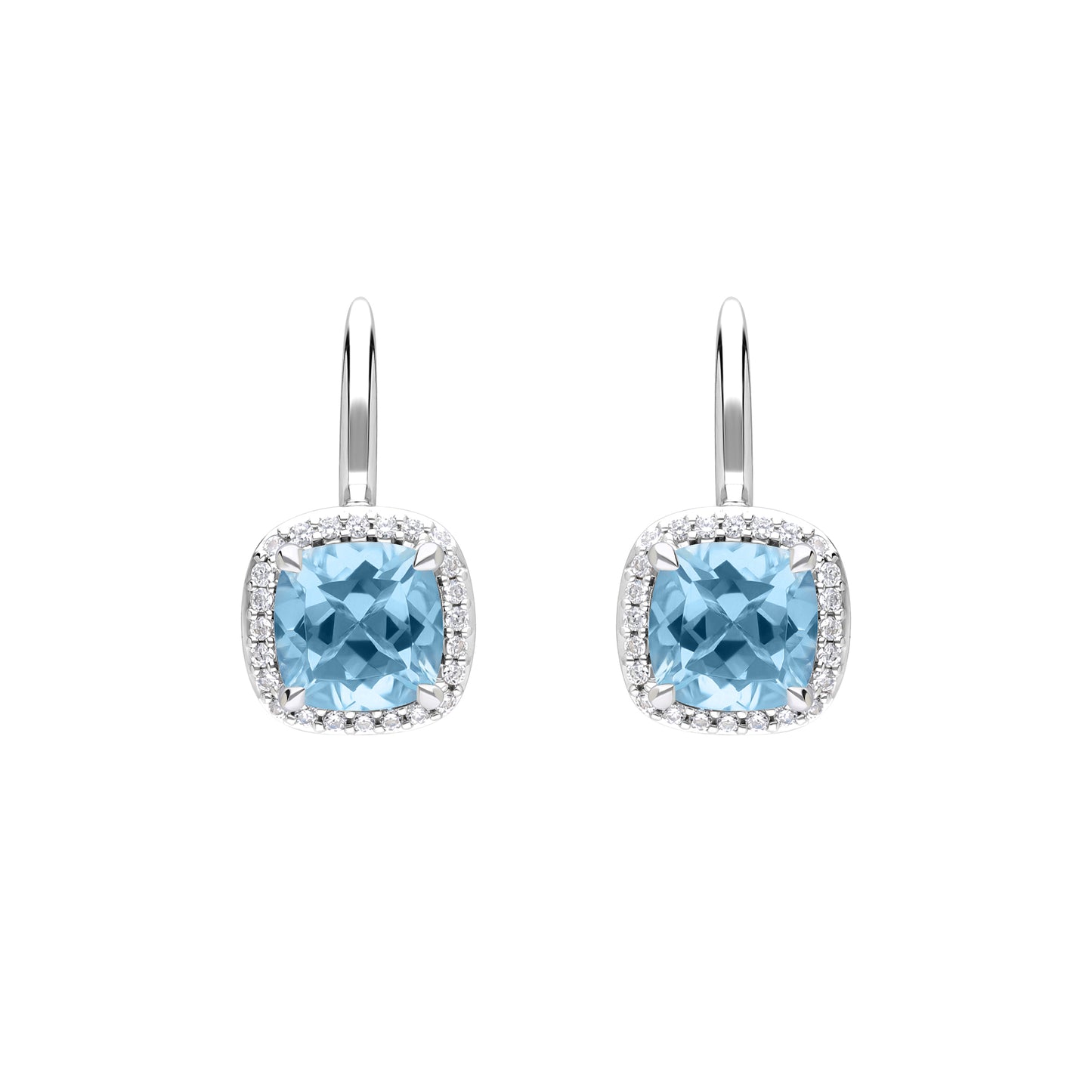Les Intemporelles : Cushion Cut & Diamond Solitaire Halo Hoop Earrings