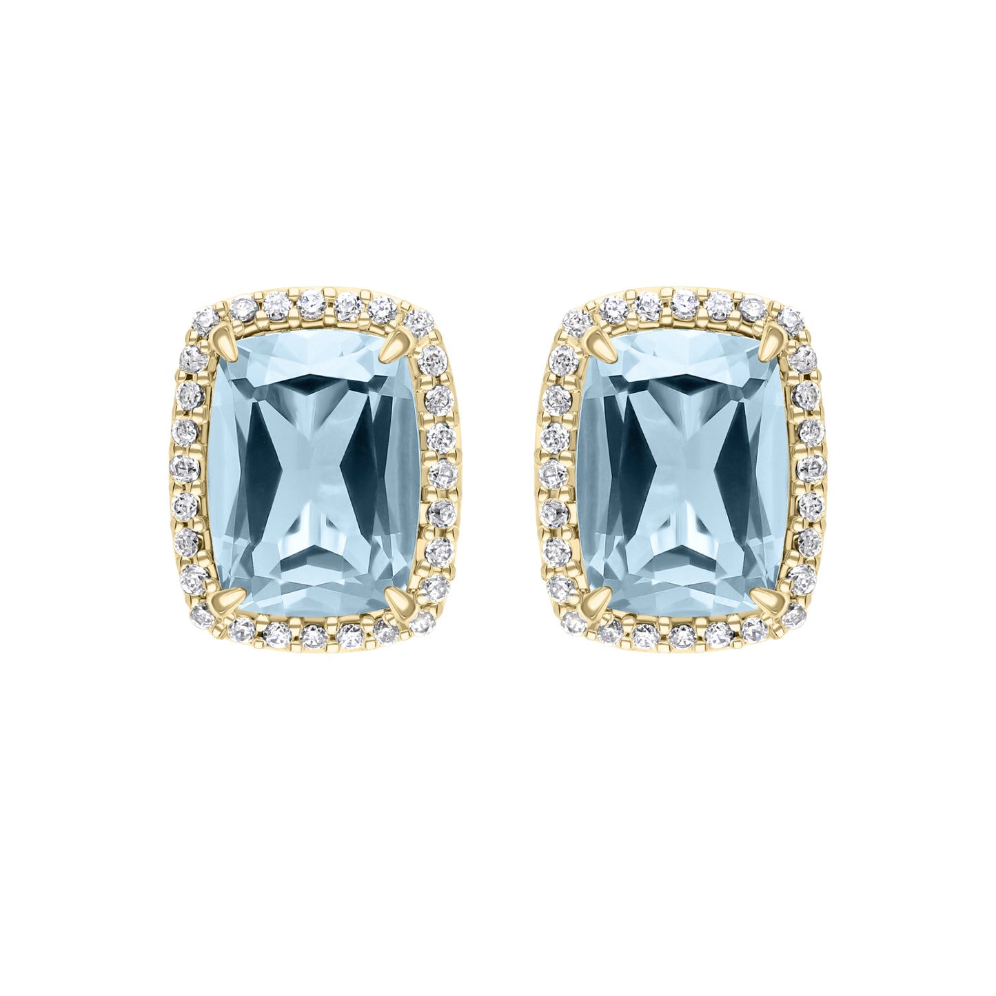 Les Intemporelles : Boucles d'oreilles taille coussin et halo de diamants