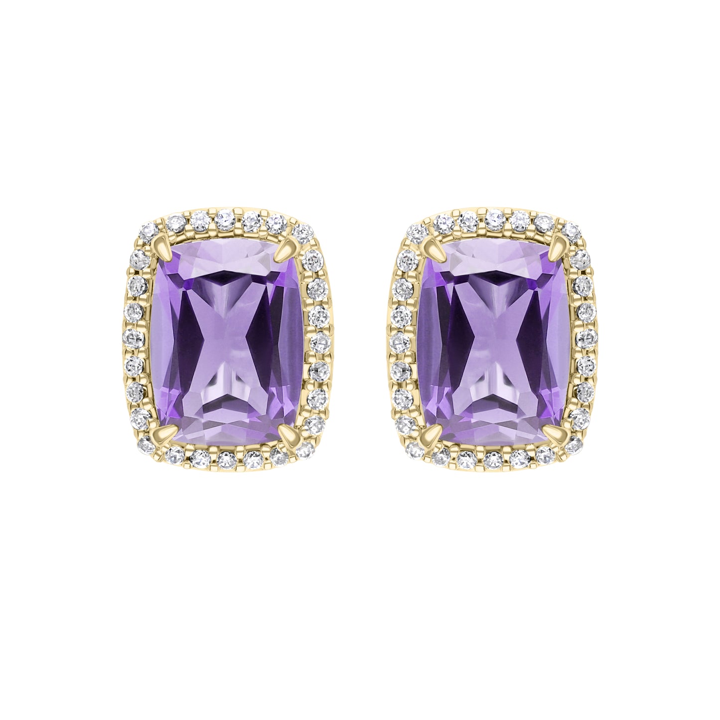Les Intemporelles : Boucles d'oreilles taille coussin et halo de diamants