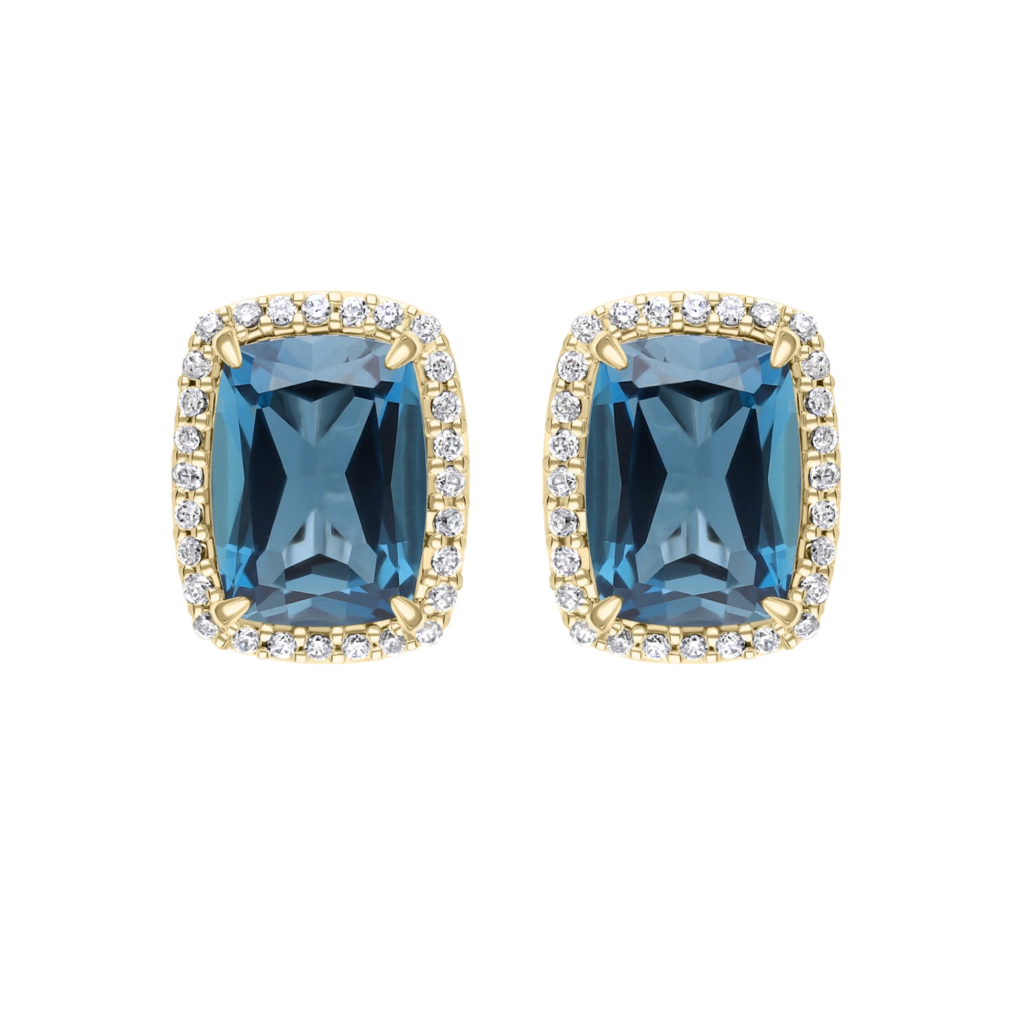 Les Intemporelles : Boucles d'oreilles taille coussin et halo de diamants