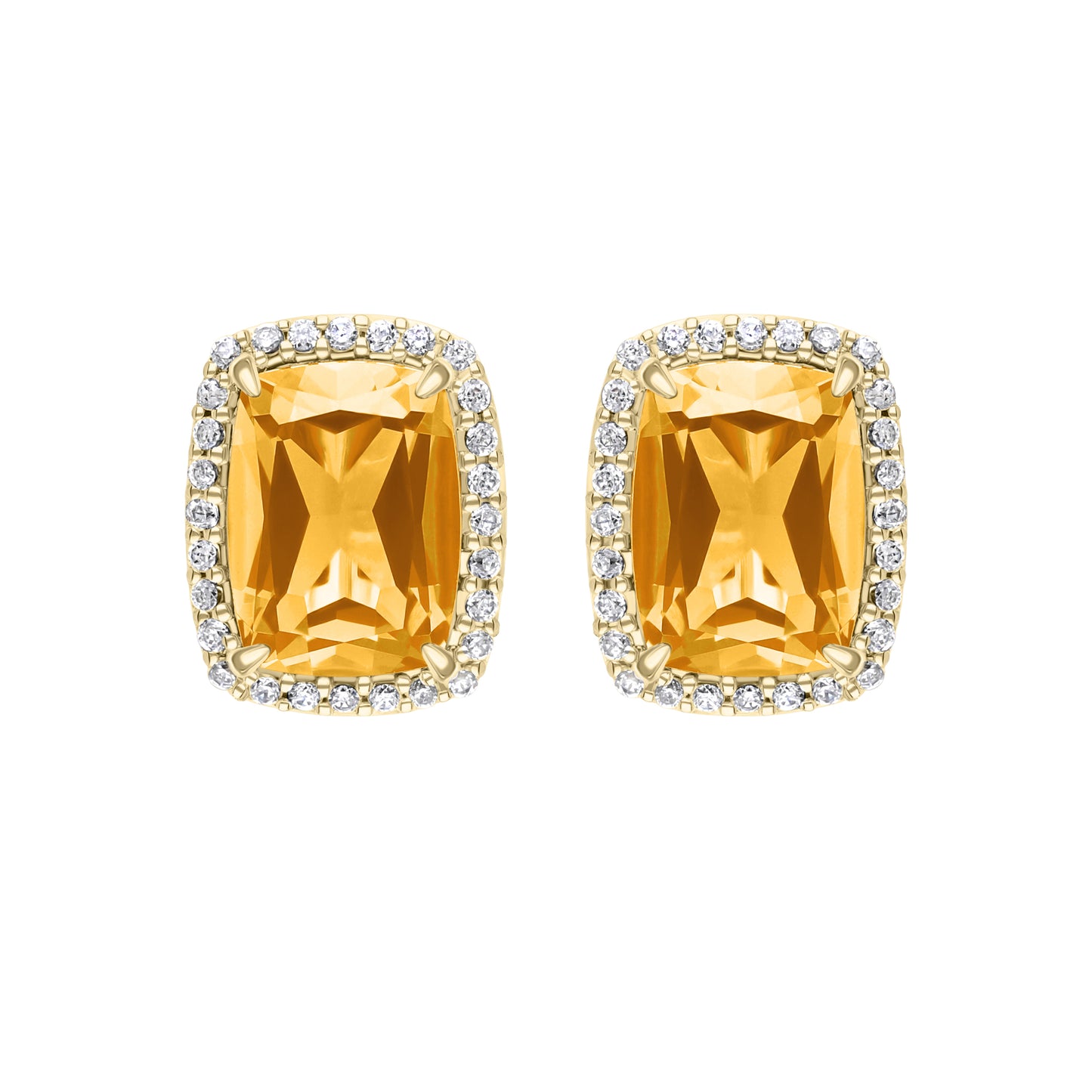 Les Intemporelles : Boucles d'oreilles taille coussin et halo de diamants