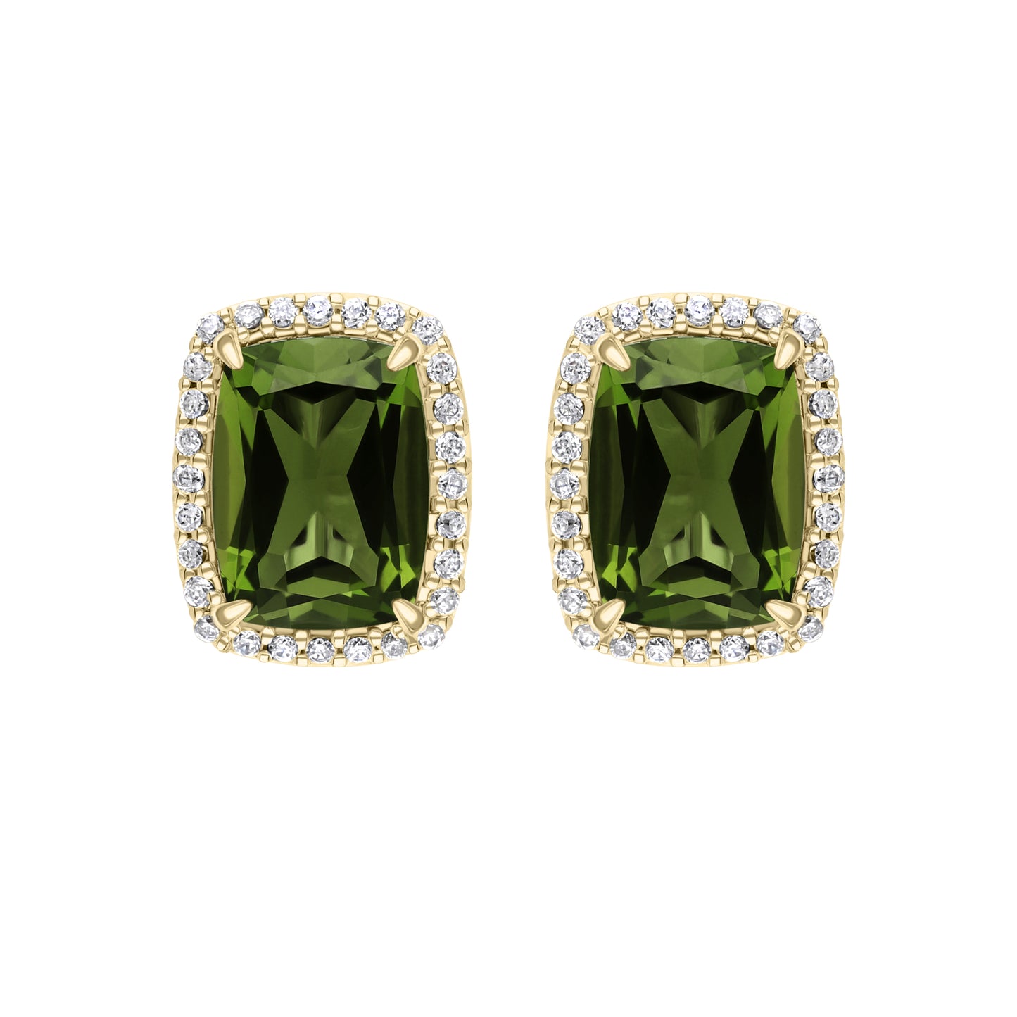 Les Intemporelles : Boucles d'oreilles taille coussin et halo de diamants