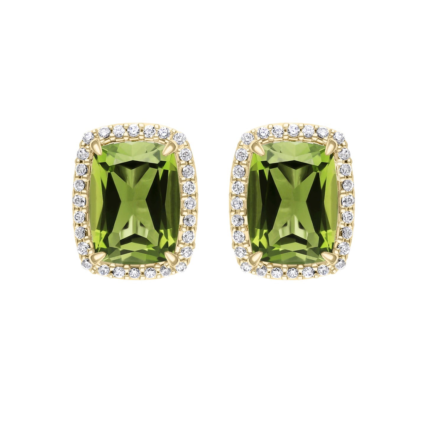 Les Intemporelles : Boucles d'oreilles taille coussin et halo de diamants