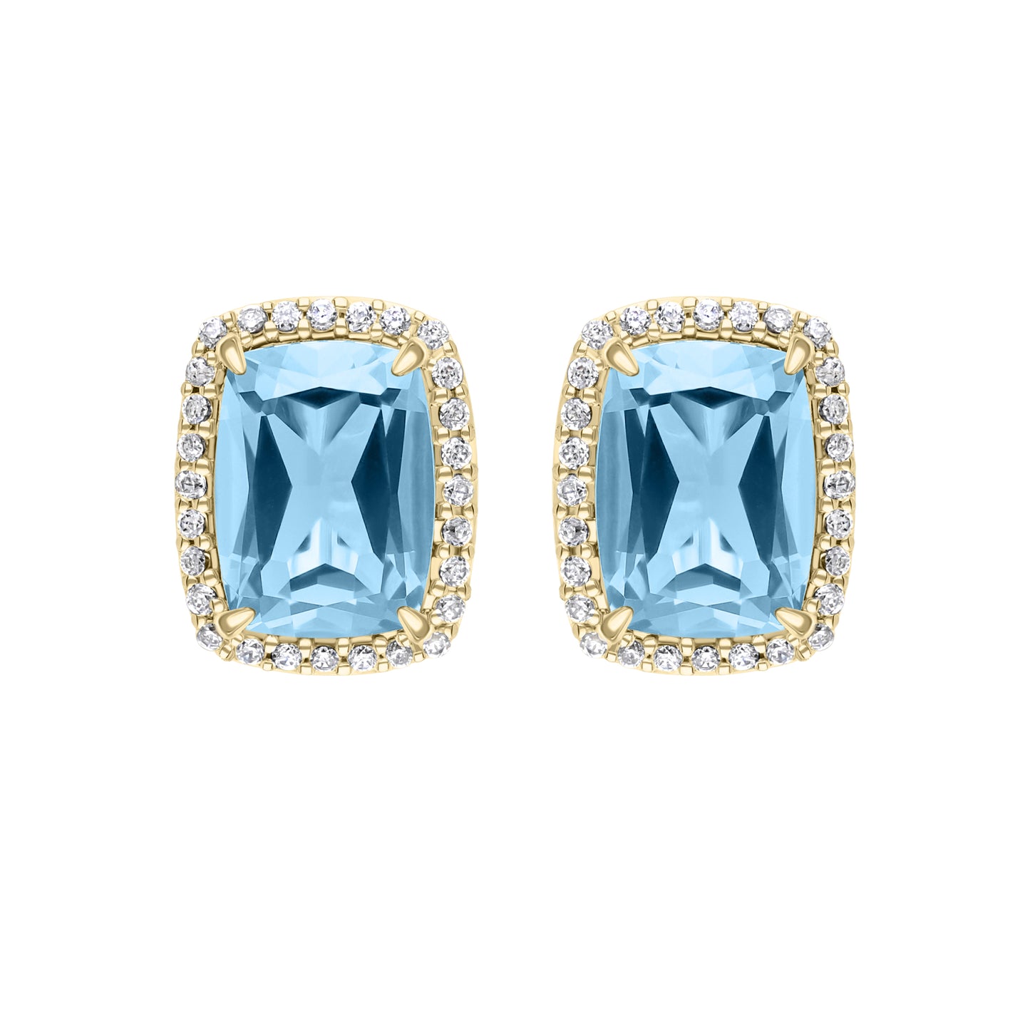Les Intemporelles : Boucles d'oreilles taille coussin et halo de diamants