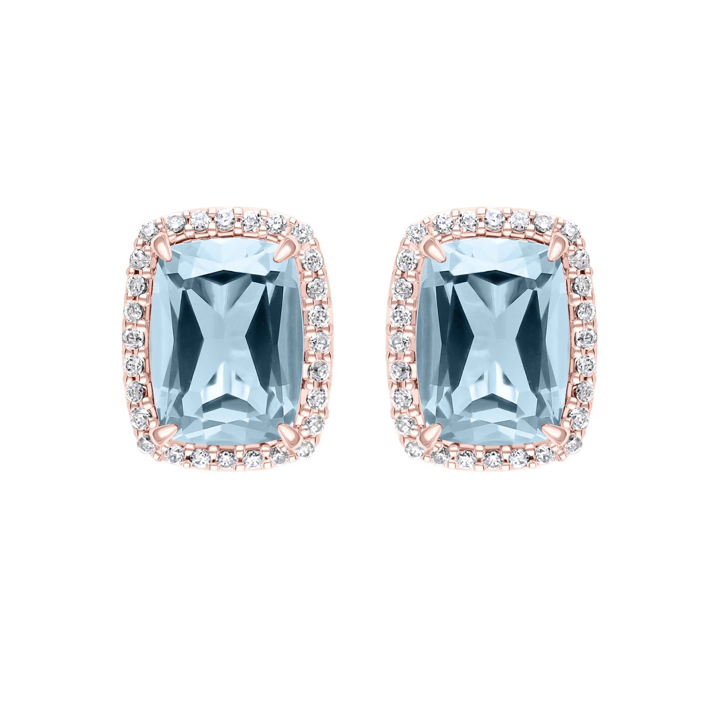 Les Intemporelles : Boucles d'oreilles taille coussin et halo de diamants