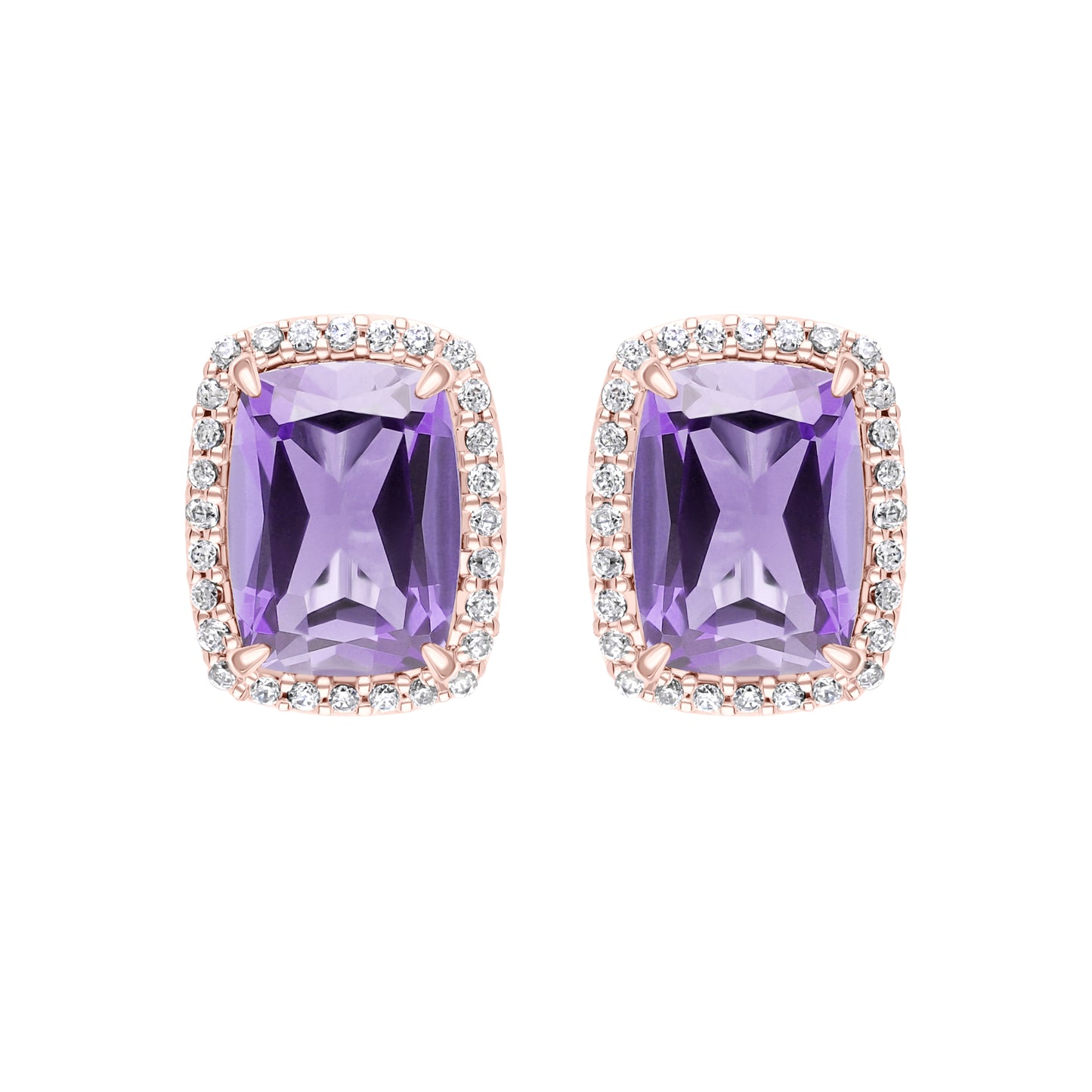 Les Intemporelles : Boucles d'oreilles taille coussin et halo de diamants