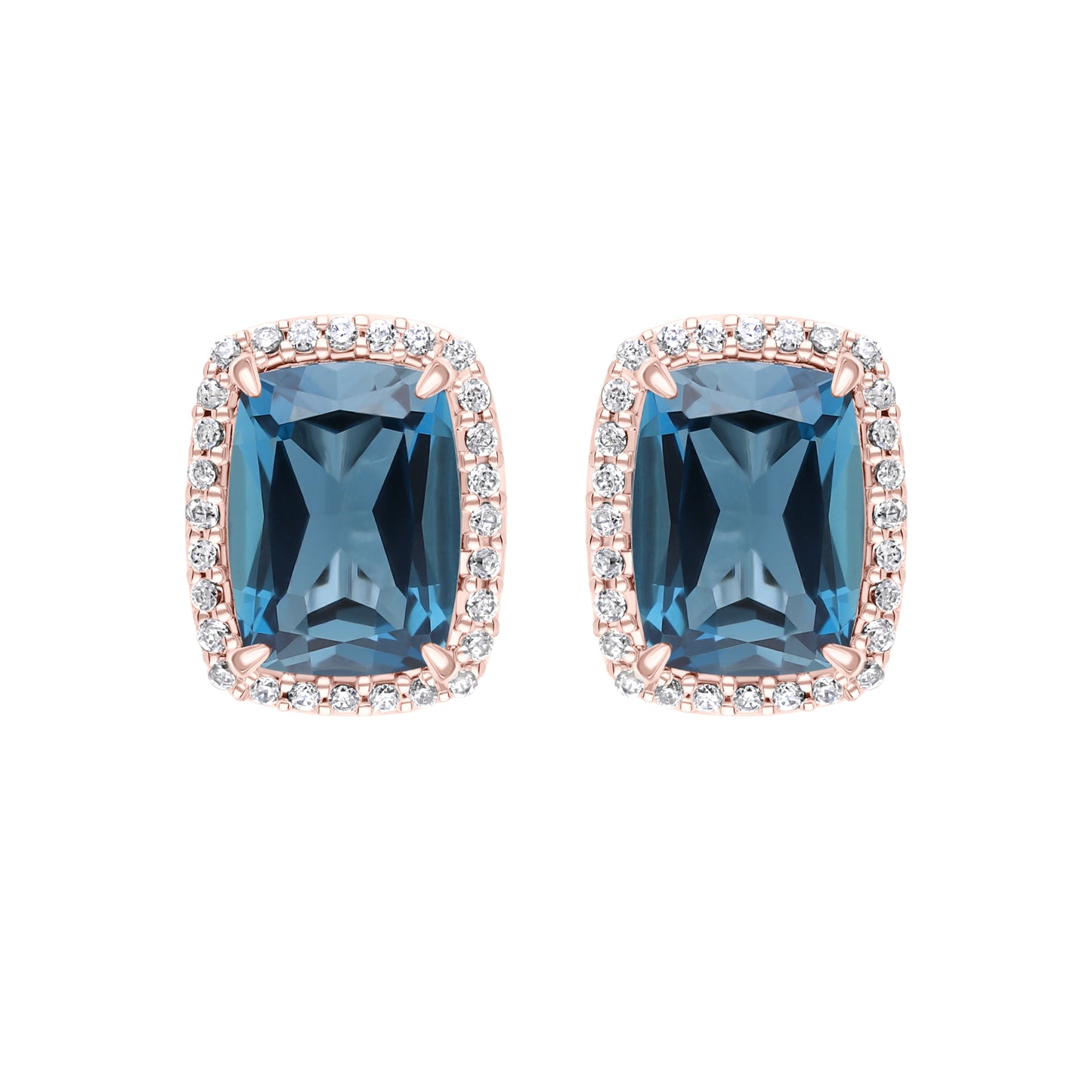 Les Intemporelles : Boucles d'oreilles taille coussin et halo de diamants