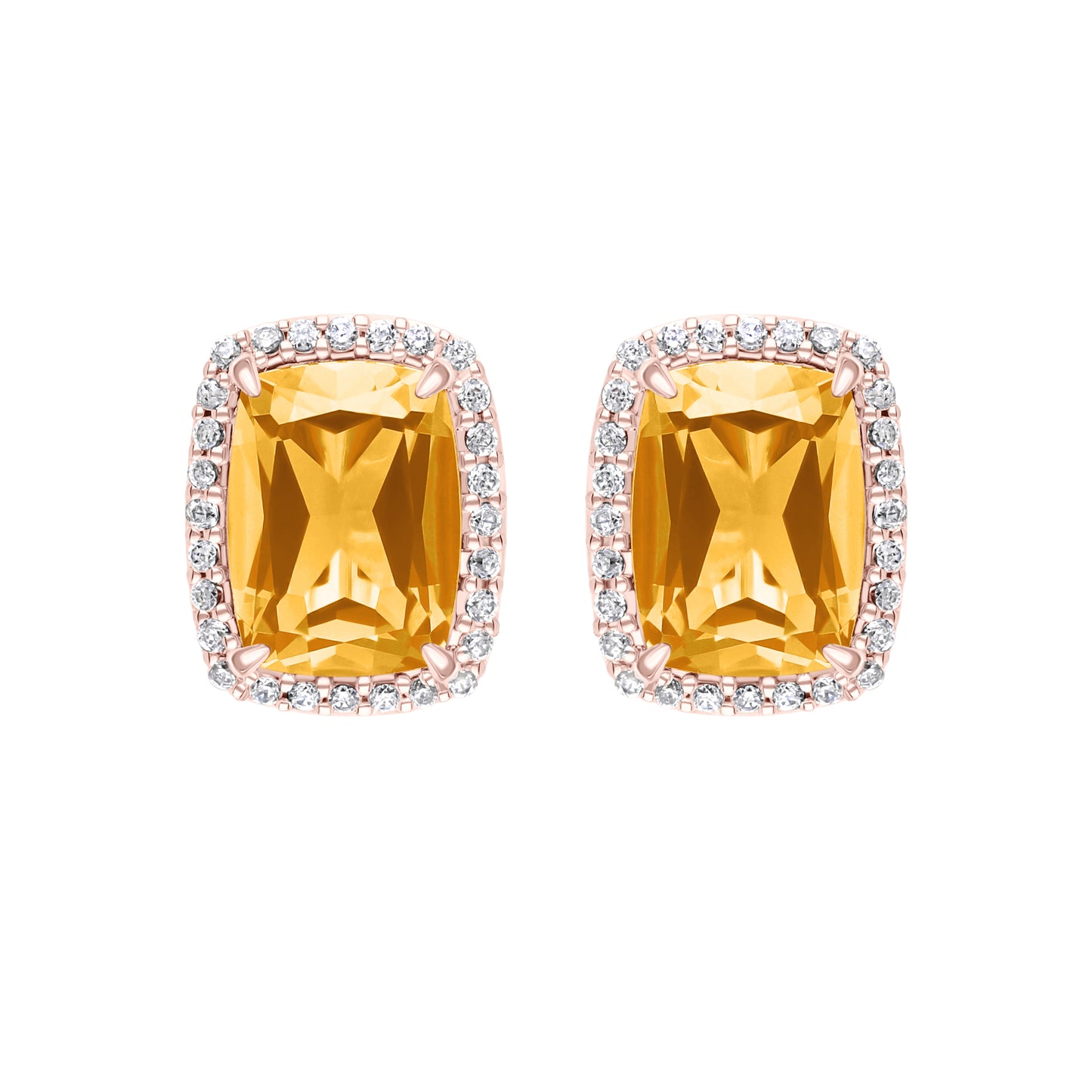 Les Intemporelles : Boucles d'oreilles taille coussin et halo de diamants