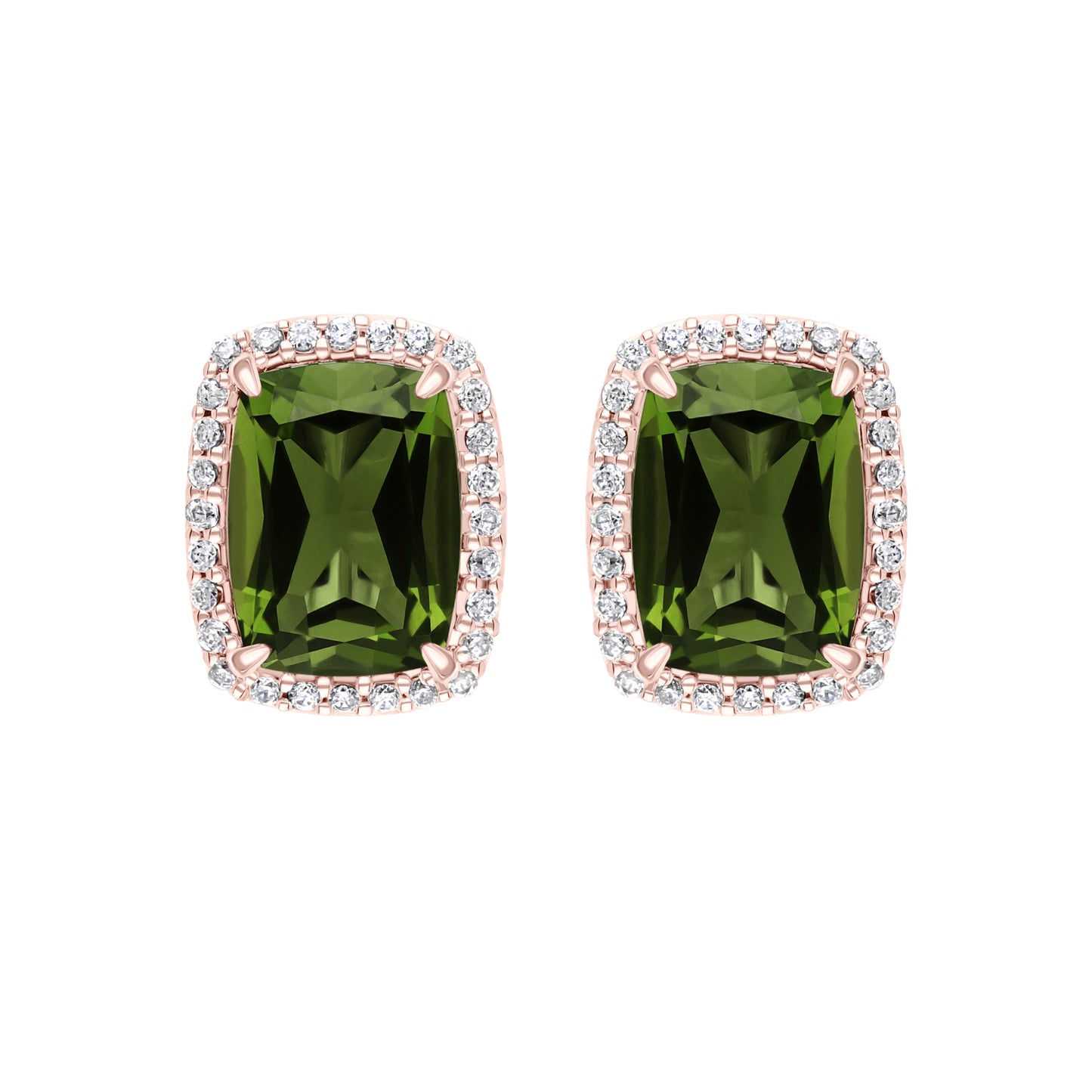 Les Intemporelles : Boucles d'oreilles taille coussin et halo de diamants