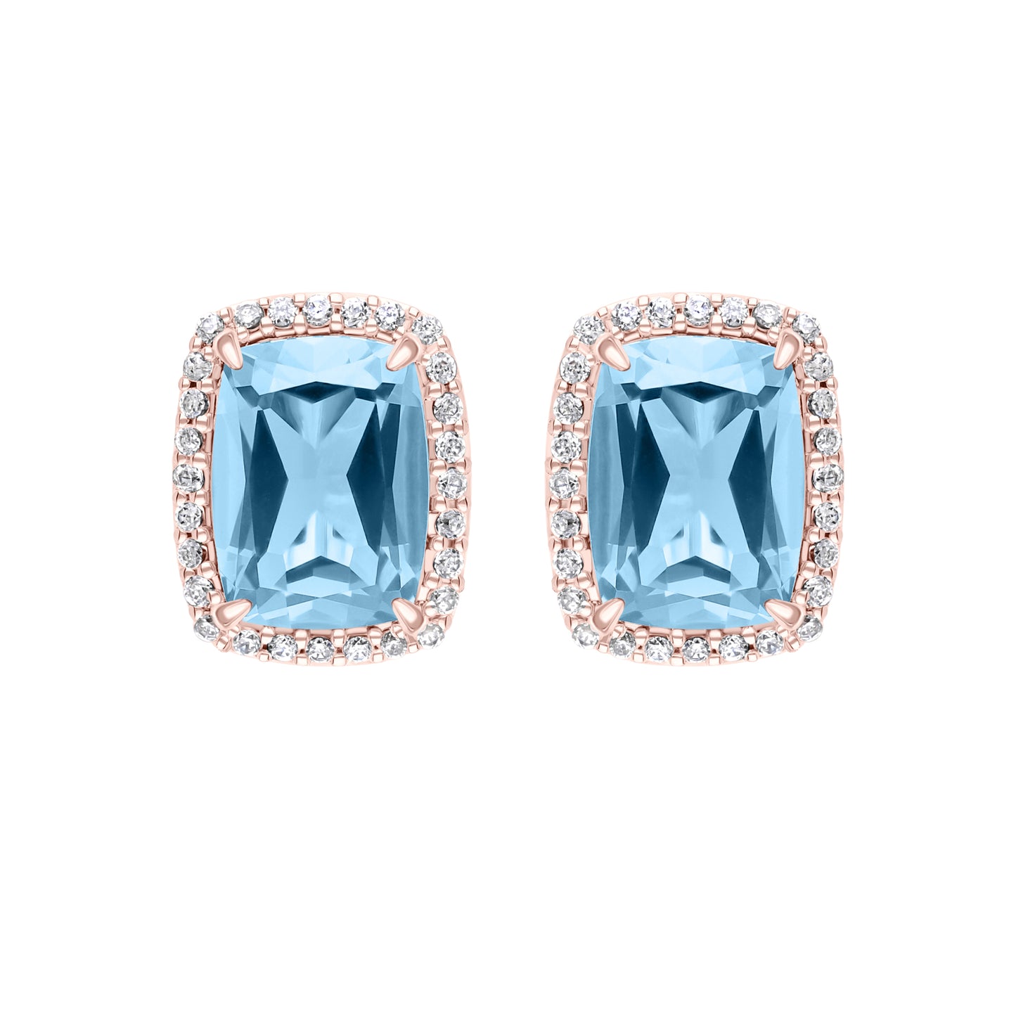 Les Intemporelles : Boucles d'oreilles taille coussin et halo de diamants
