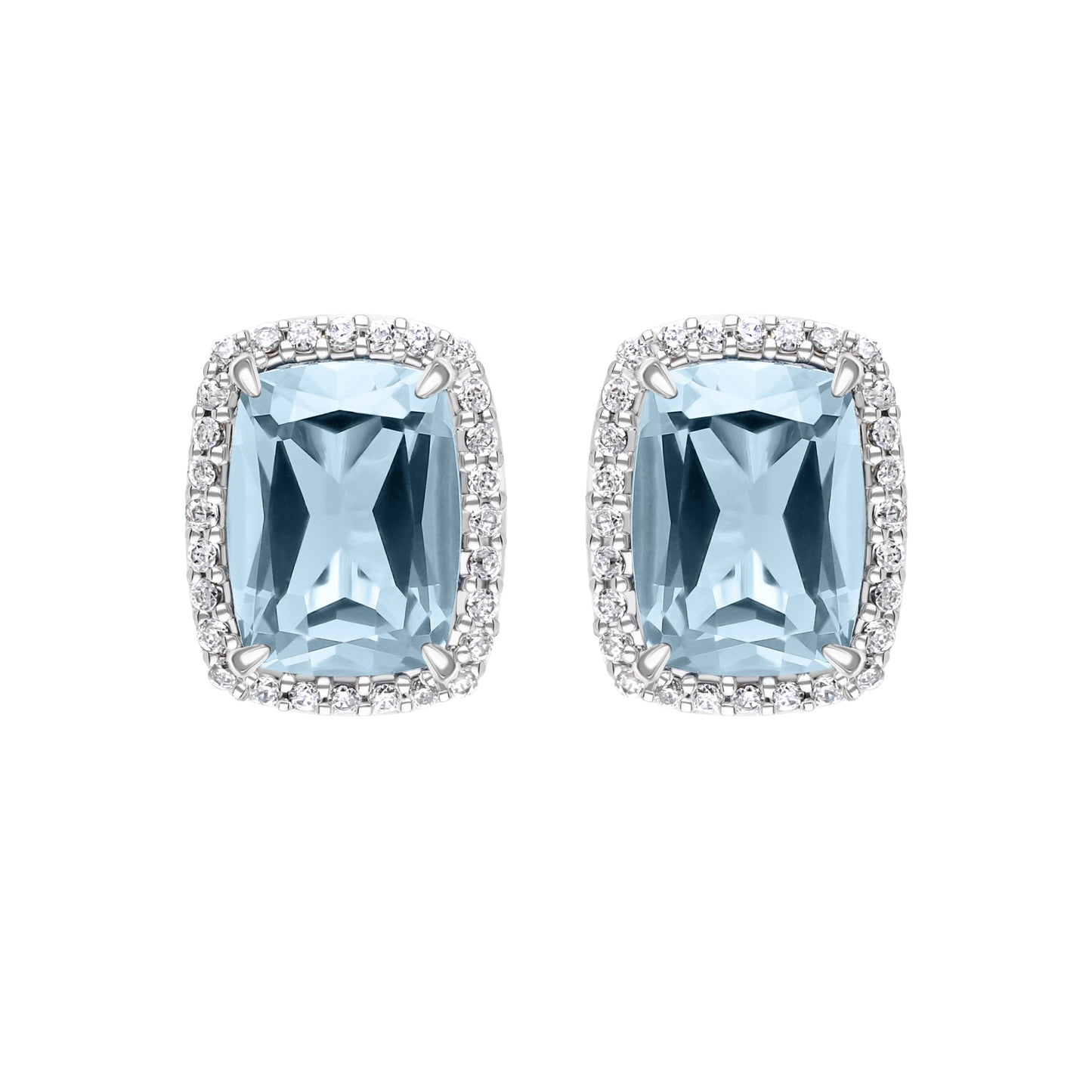 Les Intemporelles : Boucles d'oreilles taille coussin et halo de diamants