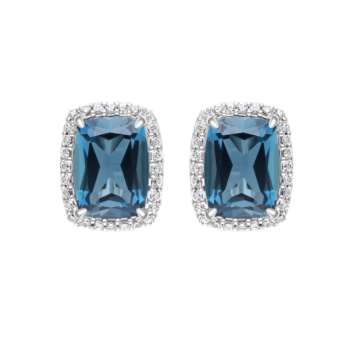 Les Intemporelles : Boucles d'oreilles taille coussin et halo de diamants