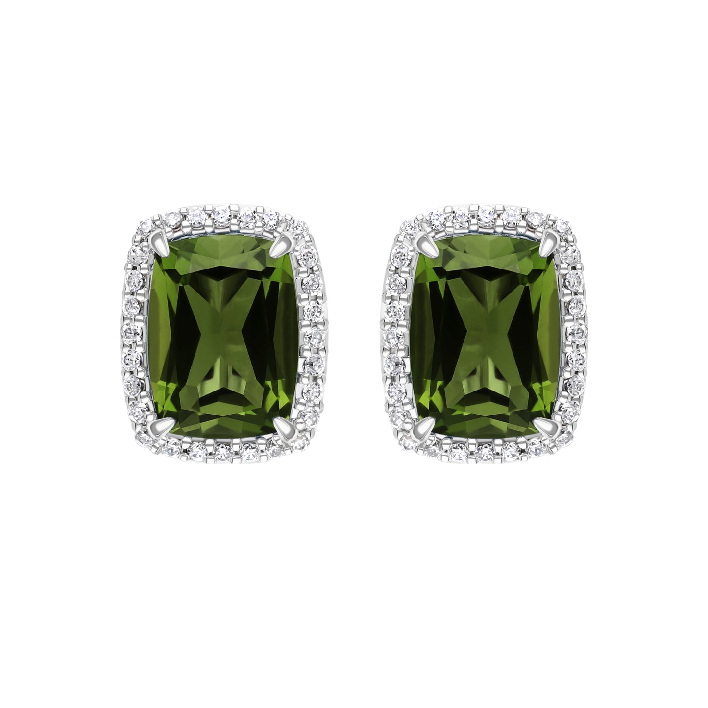 Les Intemporelles : Boucles d'oreilles taille coussin et halo de diamants
