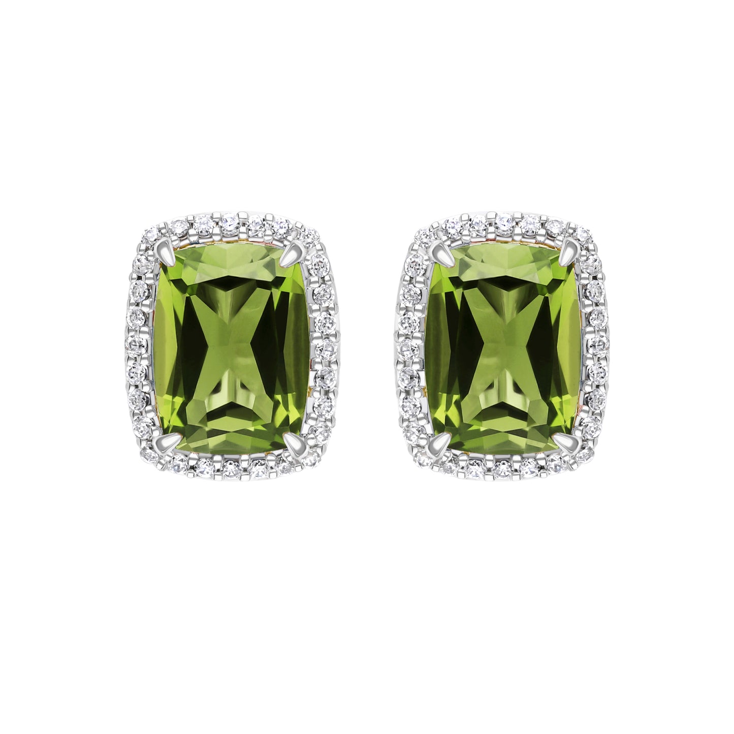 Les Intemporelles : Boucles d'oreilles taille coussin et halo de diamants