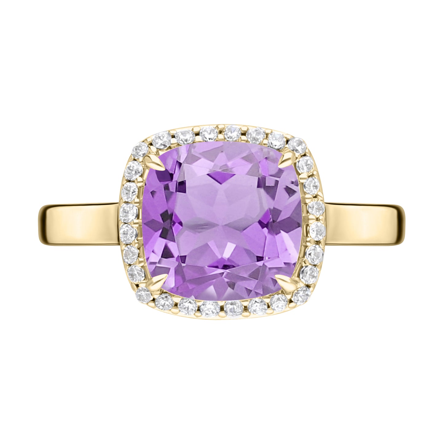 Les Intemporelles : Bague Halo Solitaire Taille Coussin & Diamants