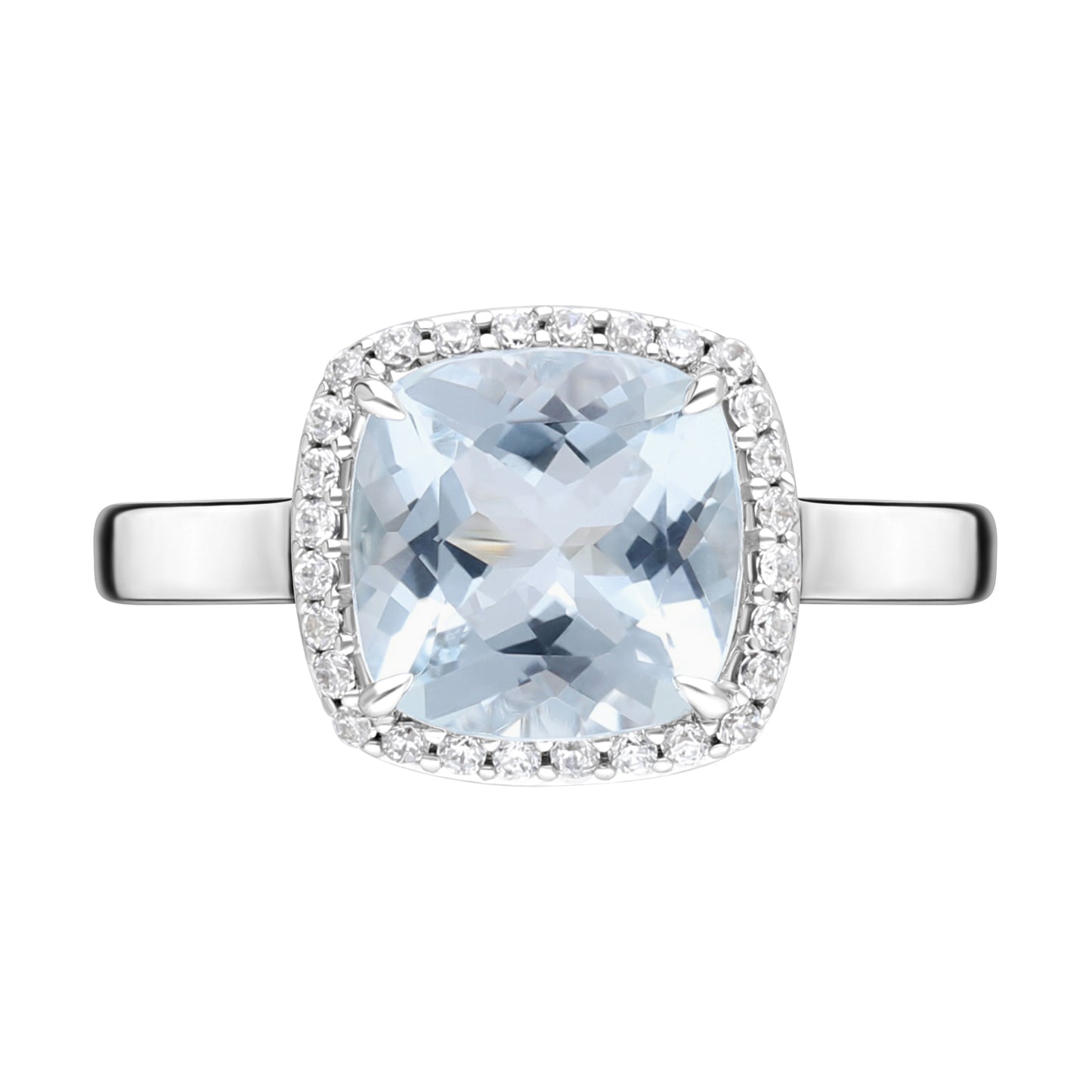 Les Intemporelles : Bague Halo Solitaire Taille Coussin & Diamants
