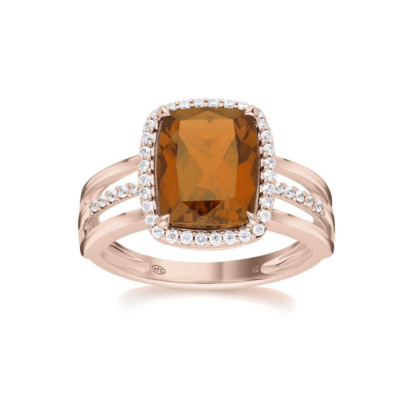 Les Intemporelles : Cushion Cut & Diamond Halo Triple Split Shank Ring