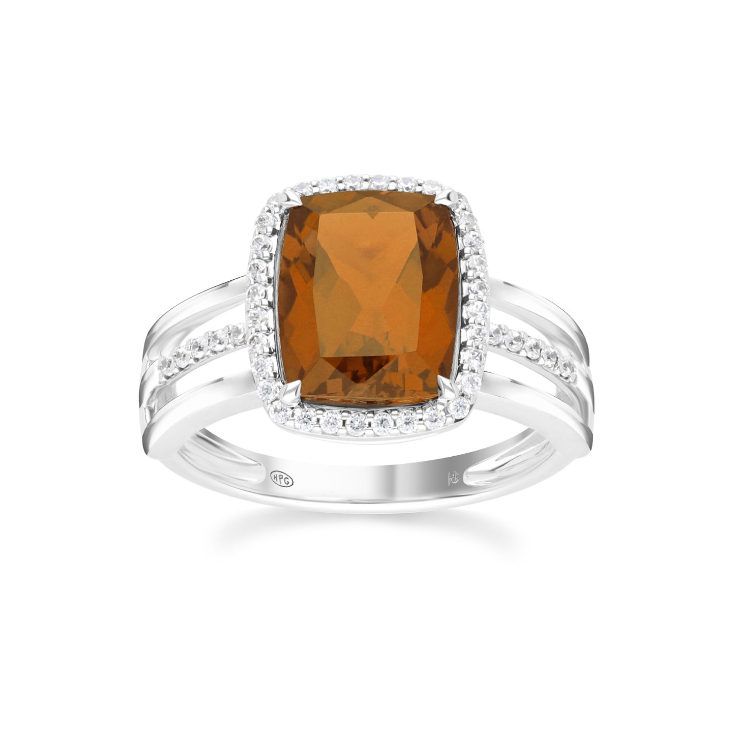 Les Intemporelles : Cushion Cut & Diamond Halo Triple Split Shank Ring