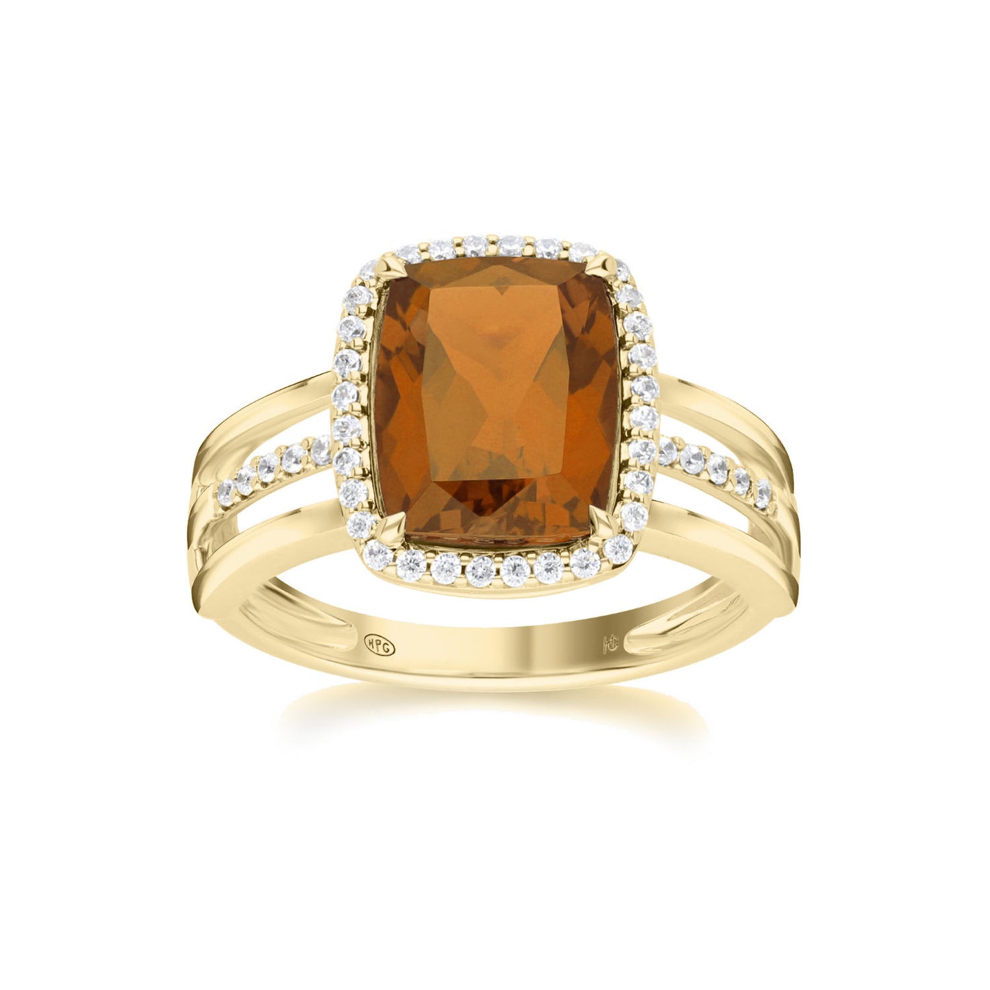 Les Intemporelles : Cushion Cut & Diamond Halo Triple Split Shank Ring