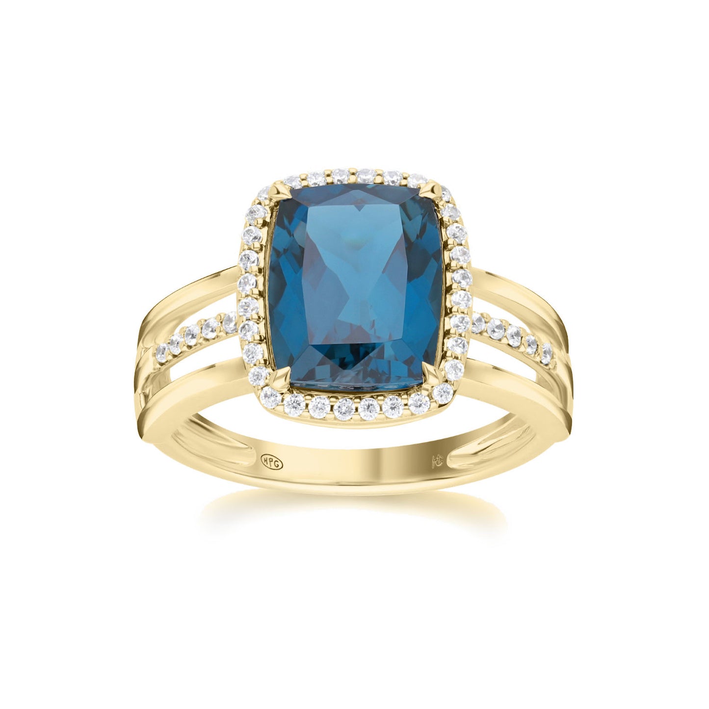 Les Intemporelles : Cushion Cut & Diamond Halo Triple Split Shank Ring