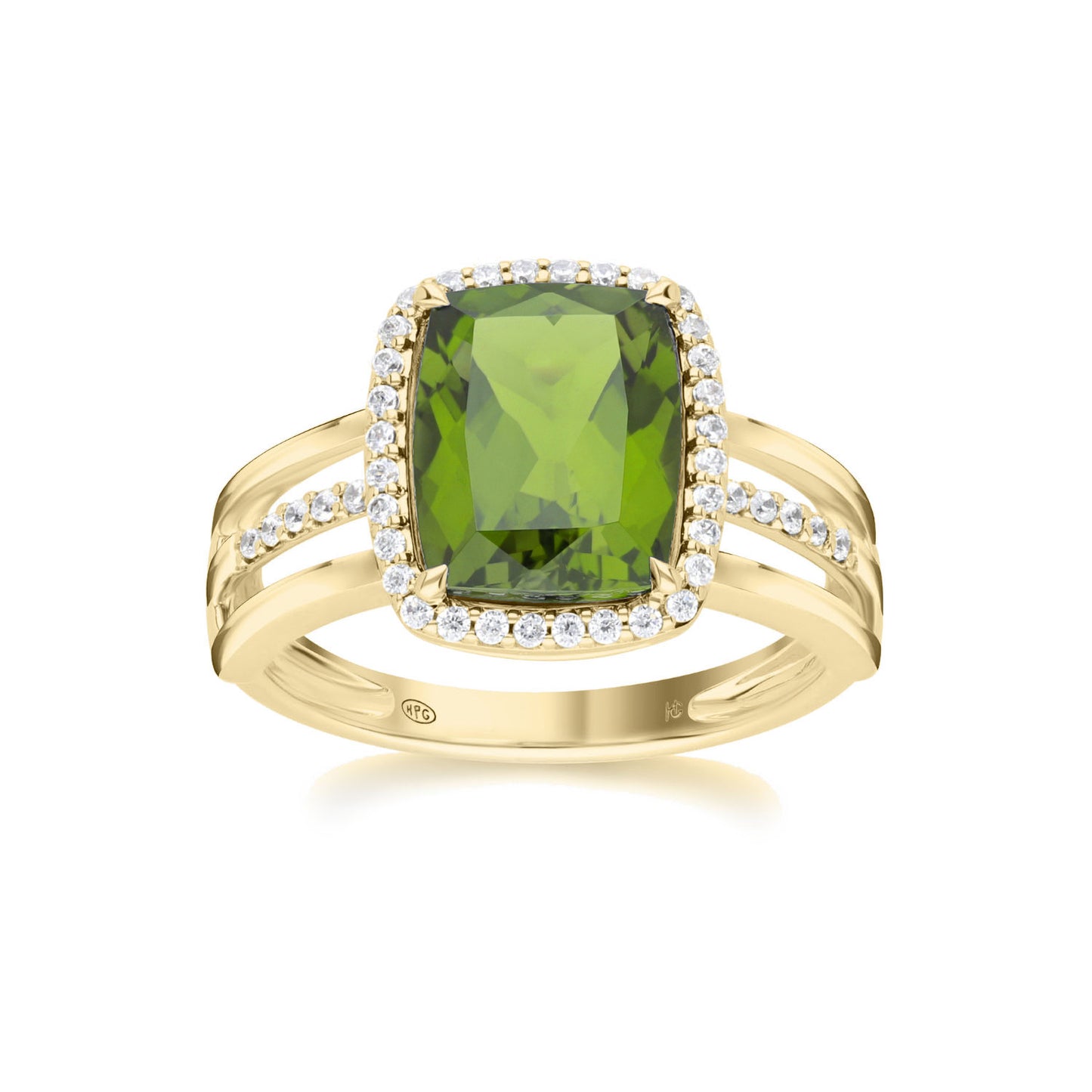 Les Intemporelles : Cushion Cut & Diamond Halo Triple Split Shank Ring