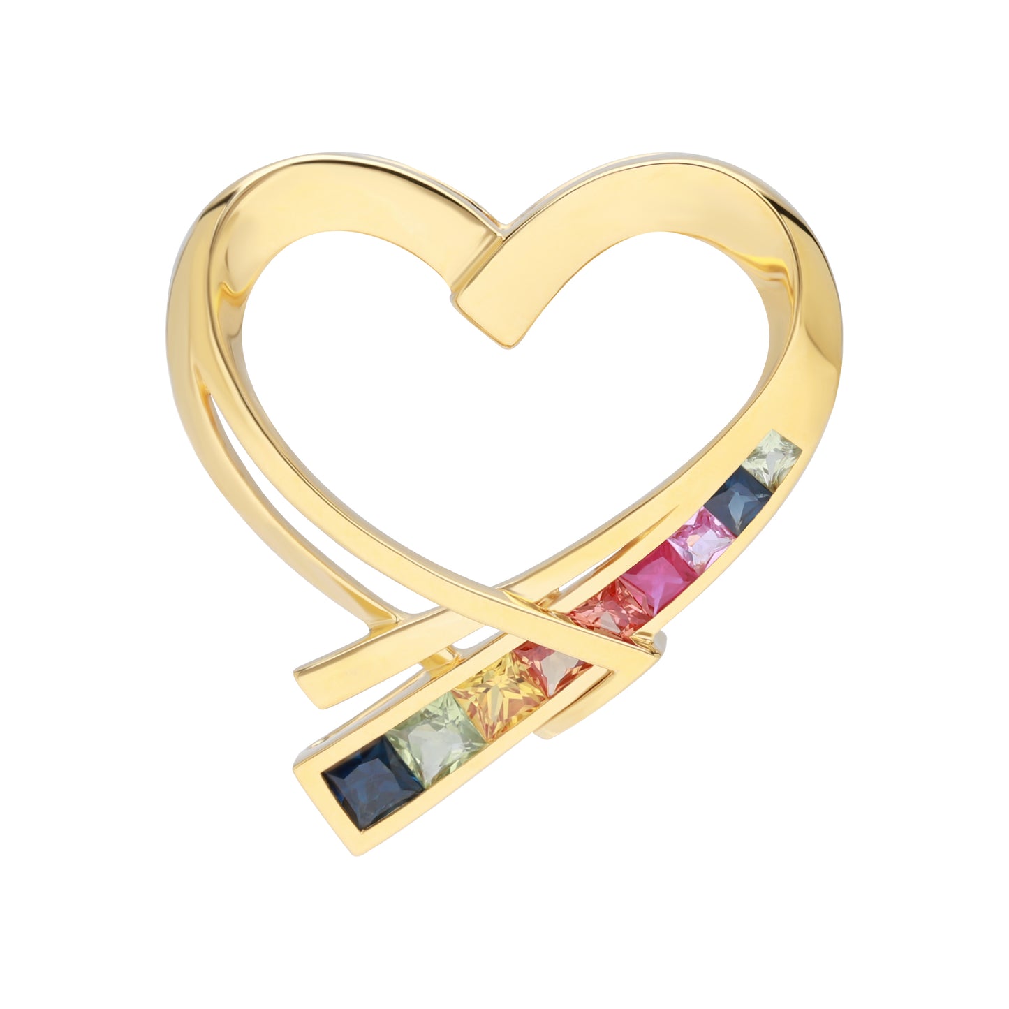 Rainbow : 18K Gold with Multicolor Gemstones Pendant
