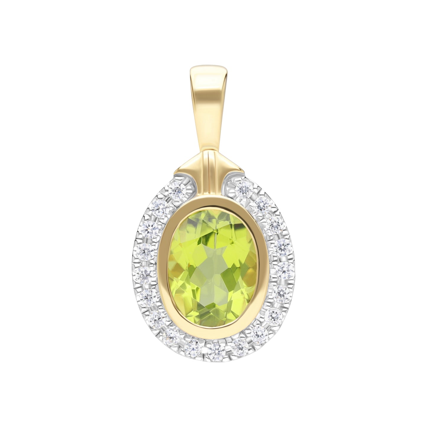 Les Intemporelles : 18K Gold with London Peridot and Dimond Pendant