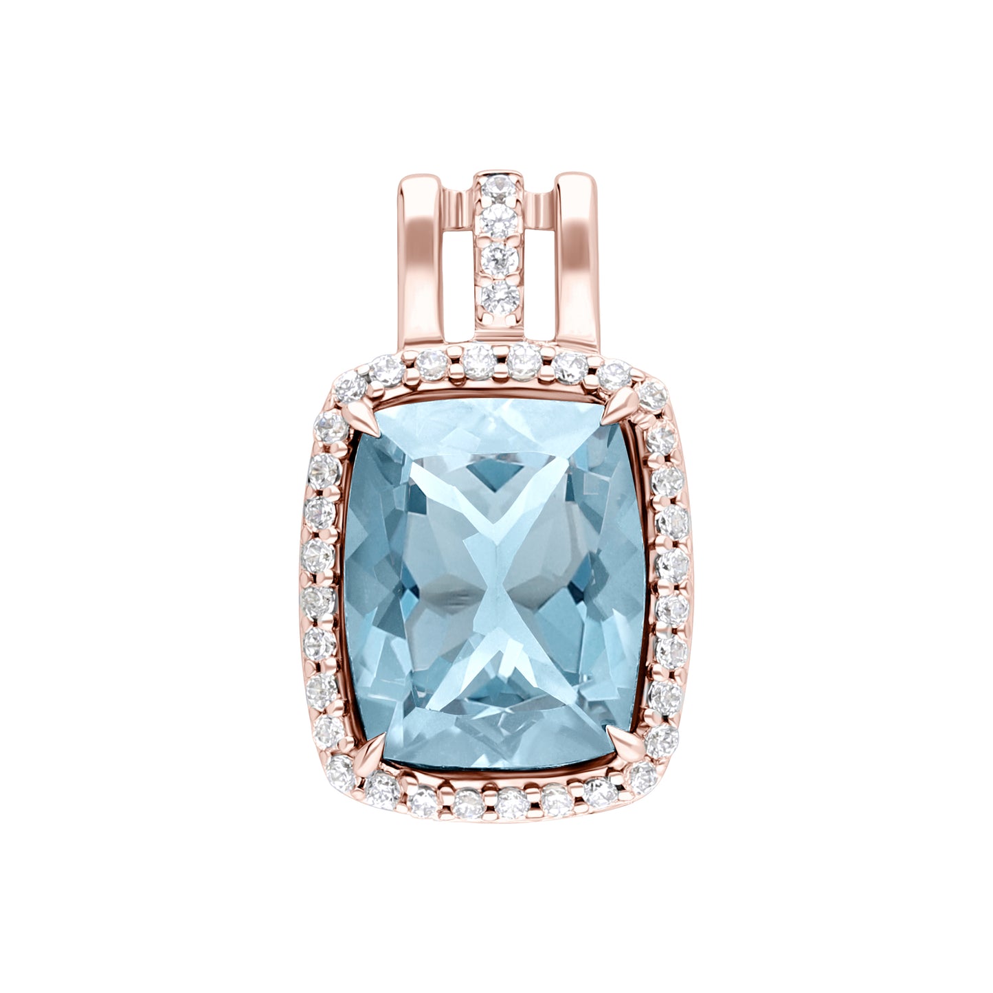 Les Intemporelles : Cushion Cut & Diamond Halo Triple Split Shank Pendent