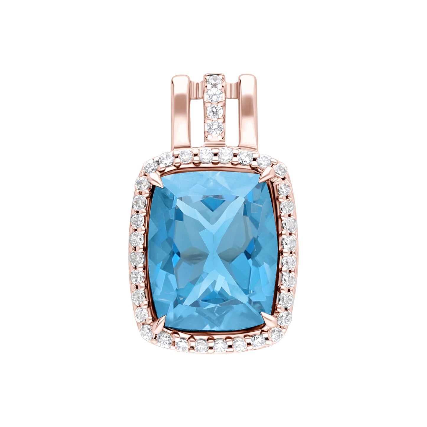 Les Intemporelles : Cushion Cut & Diamond Halo Triple Split Shank Pendent