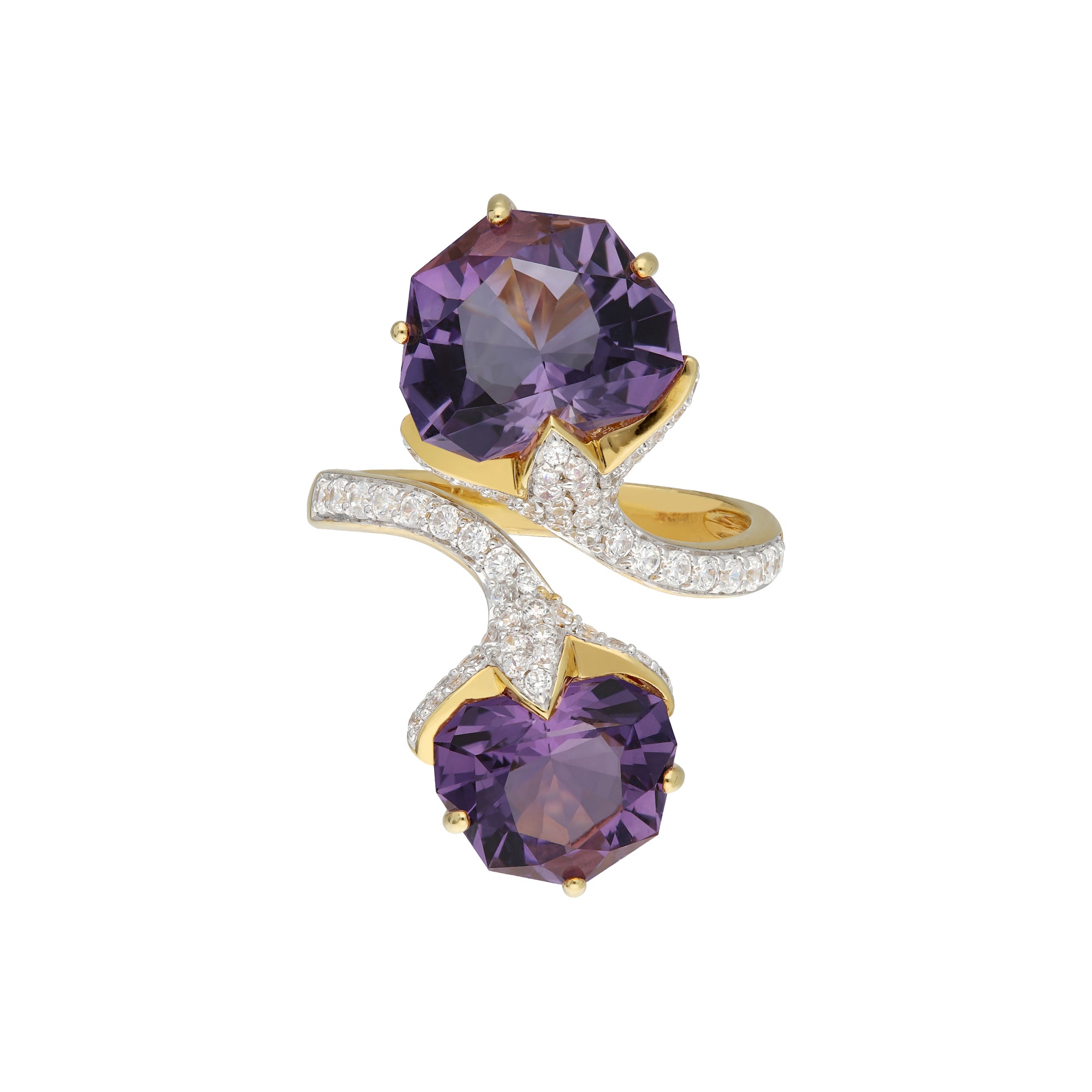 Goshwara 18K Yellow Gold Emerald Cut 7.00cttw Amethyst Ring