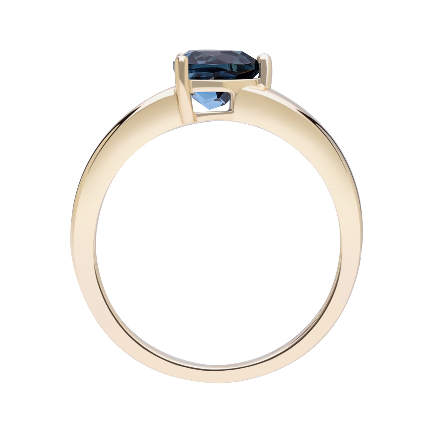Le Petite Folie: London Blue Topaz Trillion Cut 3-Prong Ring in 18K Yellow Gold